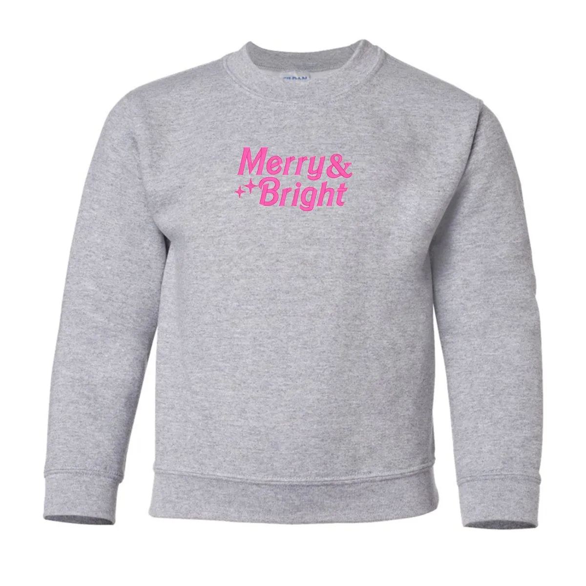 Kids 'Merry & Bright' Embroidered Crewneck Sweatshirt