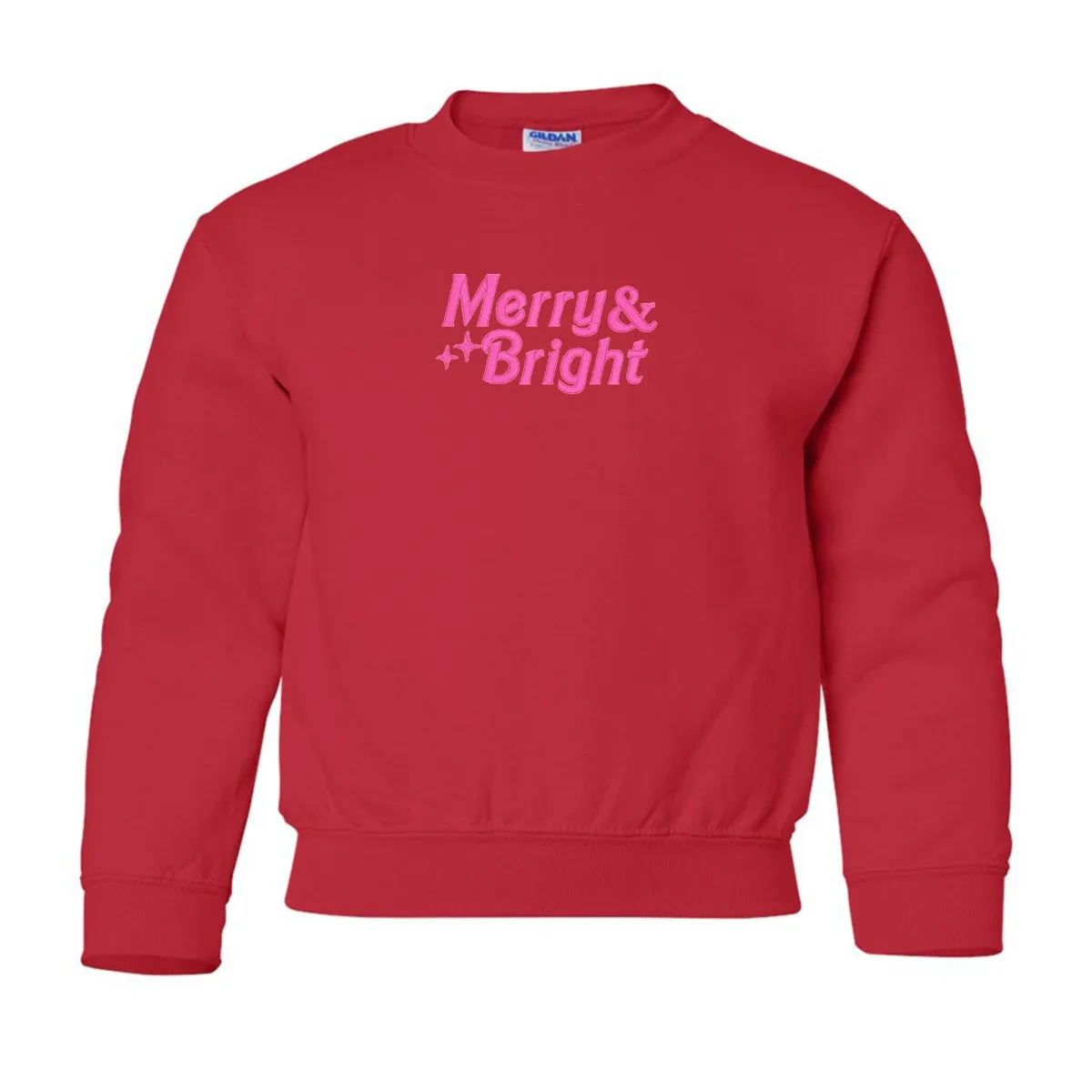 Kids 'Merry & Bright' Embroidered Crewneck Sweatshirt