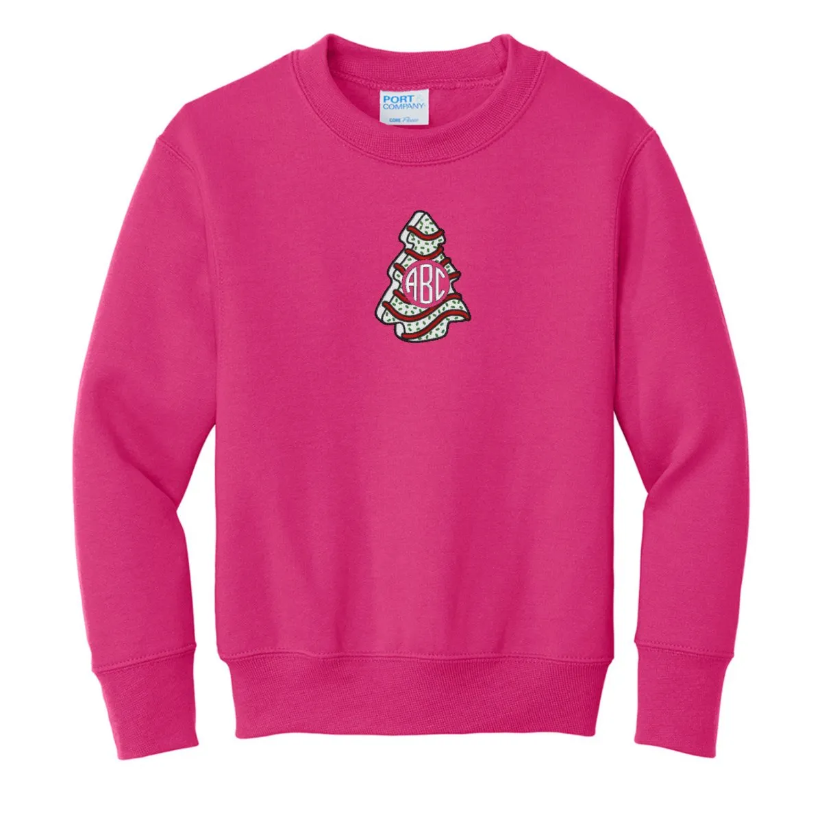 Kids Monogrammed 'Christmas Tree Zebra Cake' Crewneck Sweatshirt