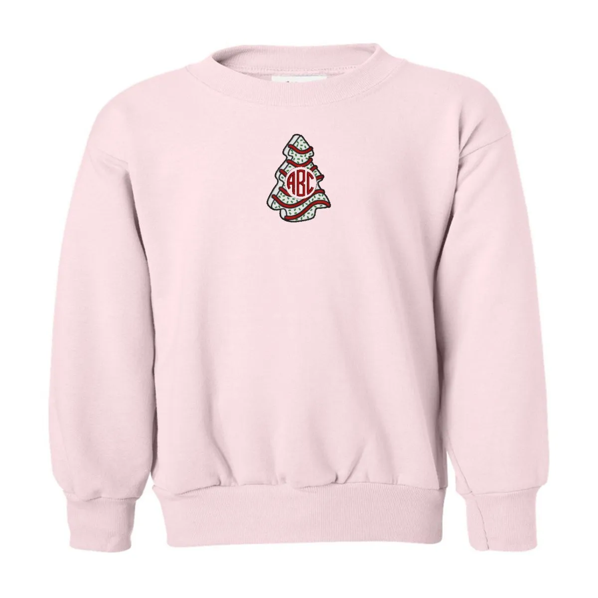 Kids Monogrammed 'Christmas Tree Zebra Cake' Crewneck Sweatshirt