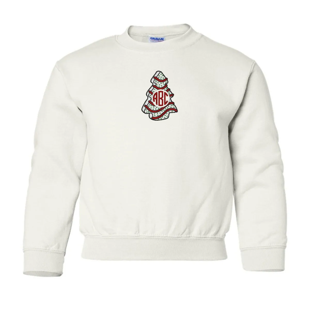 Kids Monogrammed 'Christmas Tree Zebra Cake' Crewneck Sweatshirt