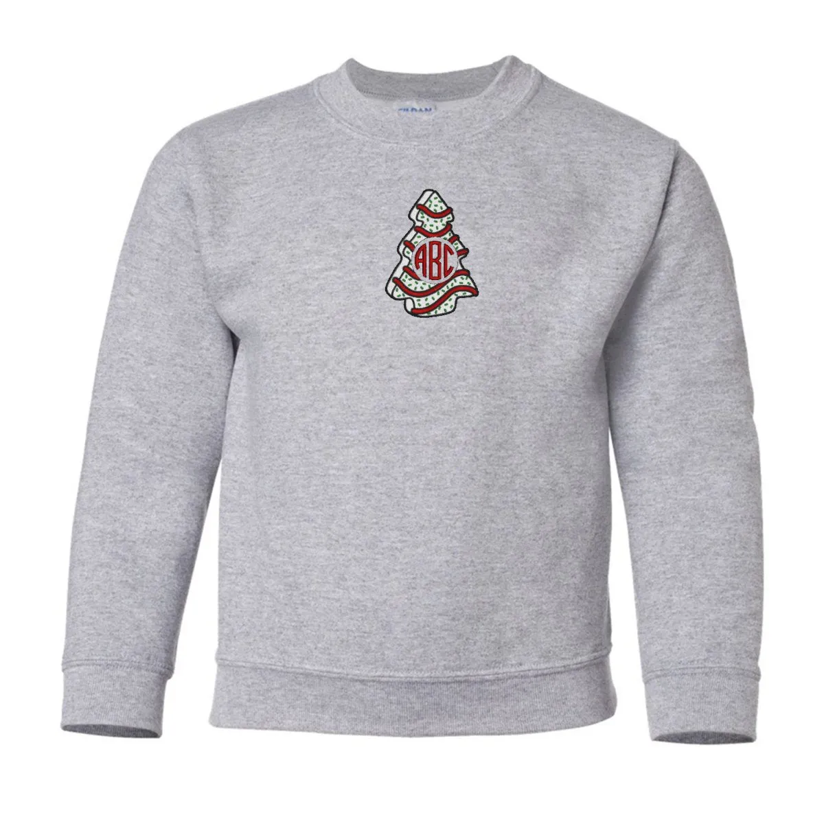 Kids Monogrammed 'Christmas Tree Zebra Cake' Crewneck Sweatshirt