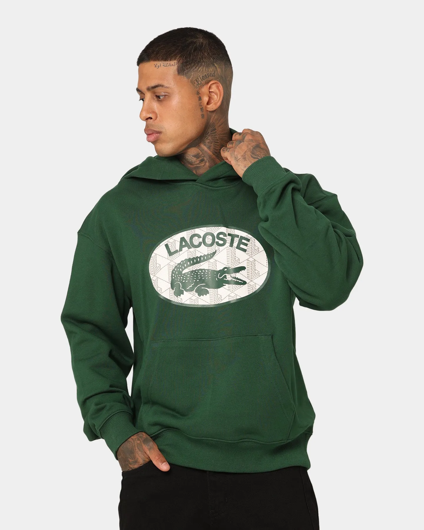 Lacoste Monogram Logo Hoodie Green