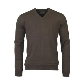 Laksen Grantham Windstopper V-Neck Merino Mens Jumper - Earth