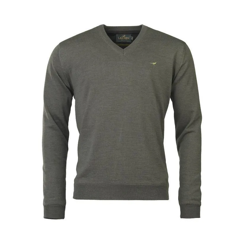 Laksen Grantham Windstopper V-Neck Merino Mens Jumper - Forest