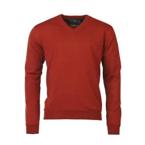 Laksen Grantham Windstopper V-Neck Merino Mens Jumper - Spice