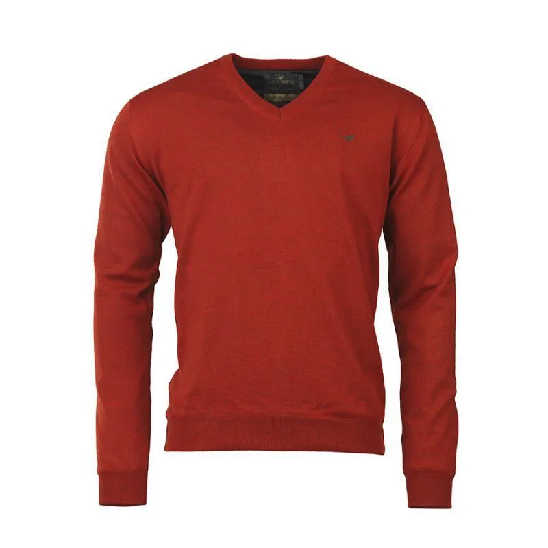 Laksen Grantham Windstopper V-Neck Merino Mens Jumper - Spice