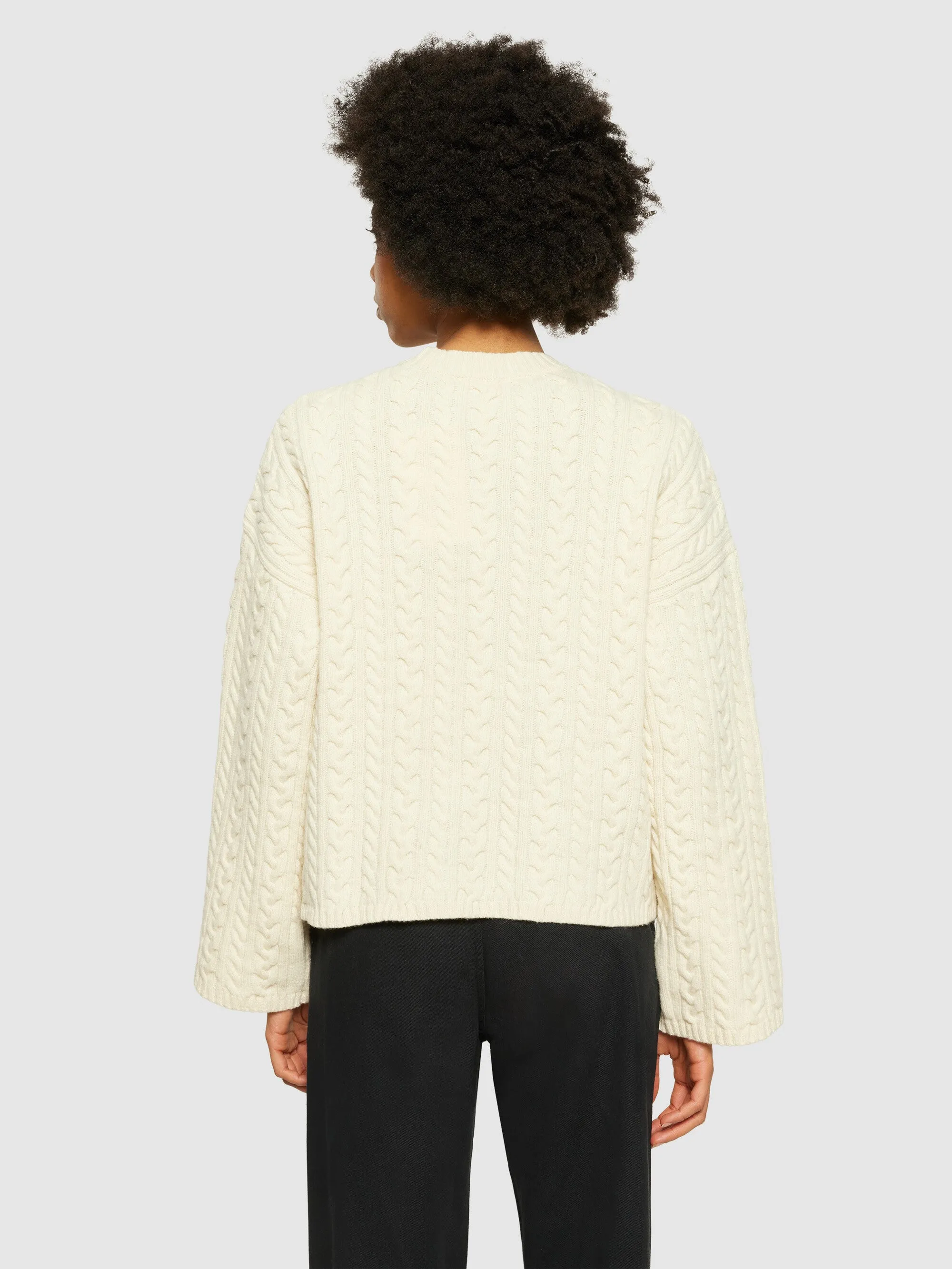 Lambswool cable crew neck - RWS - Buttercream