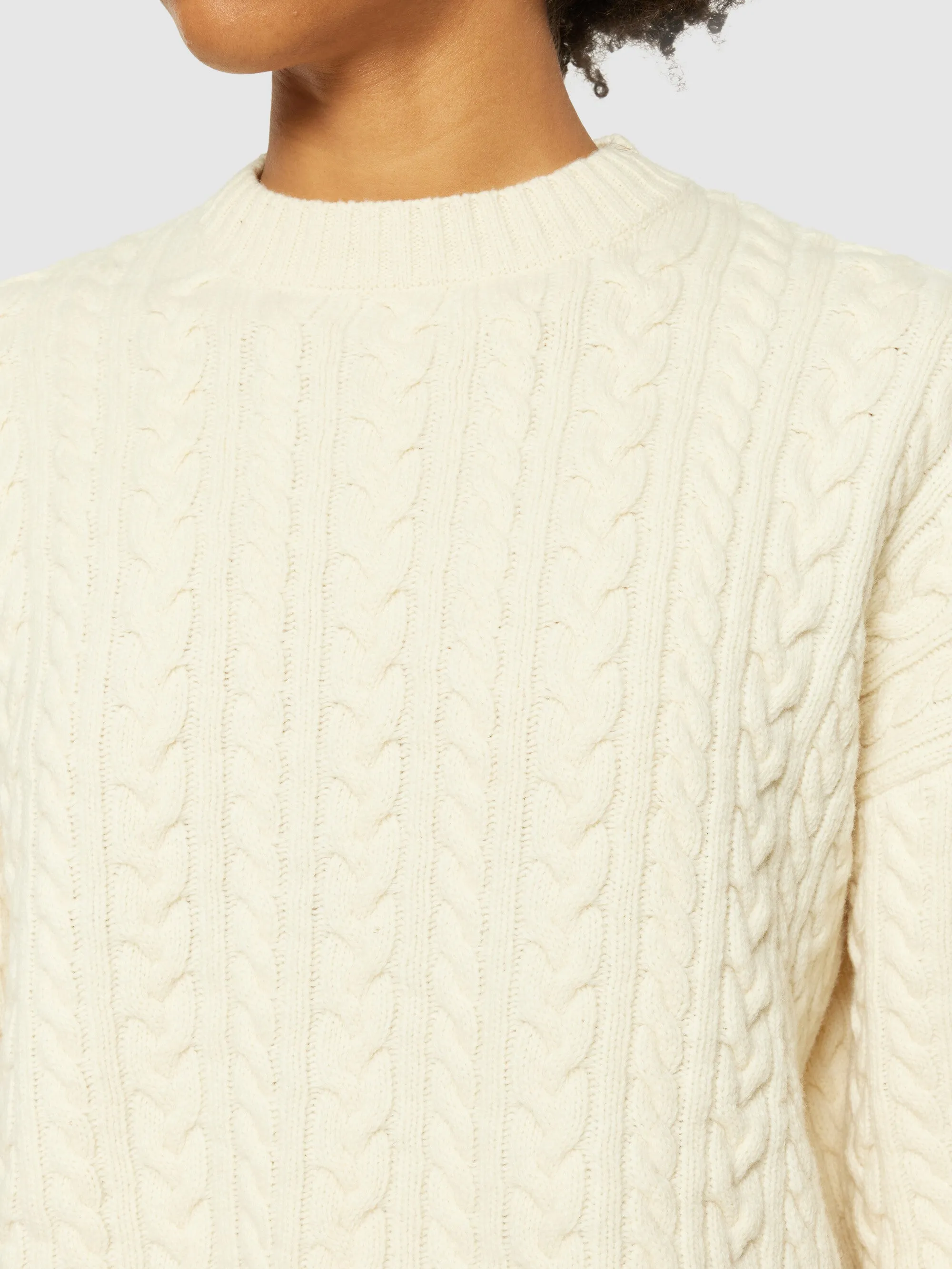 Lambswool cable crew neck - RWS - Buttercream