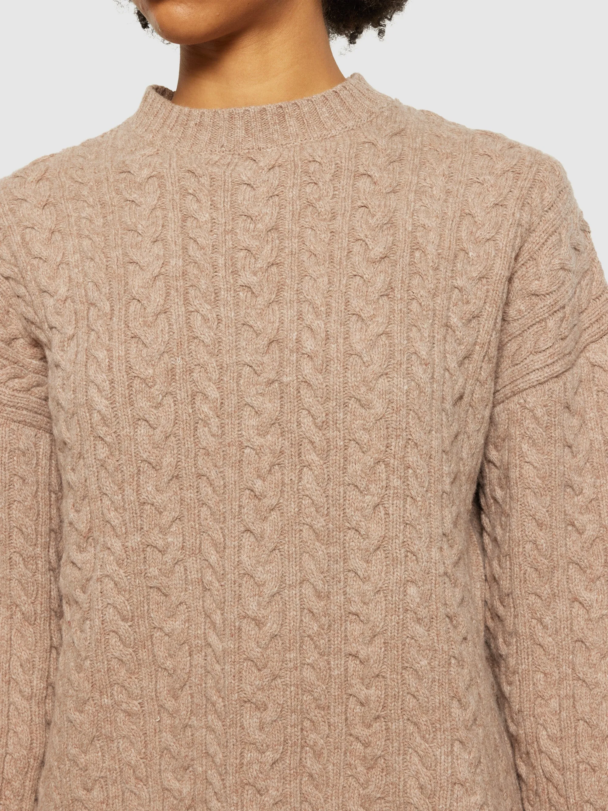 Lambswool cable crew neck - RWS - Kelp melange