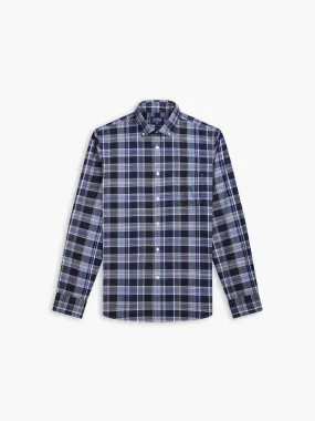 Large Check Slim Fit Blue Navy White Shirt