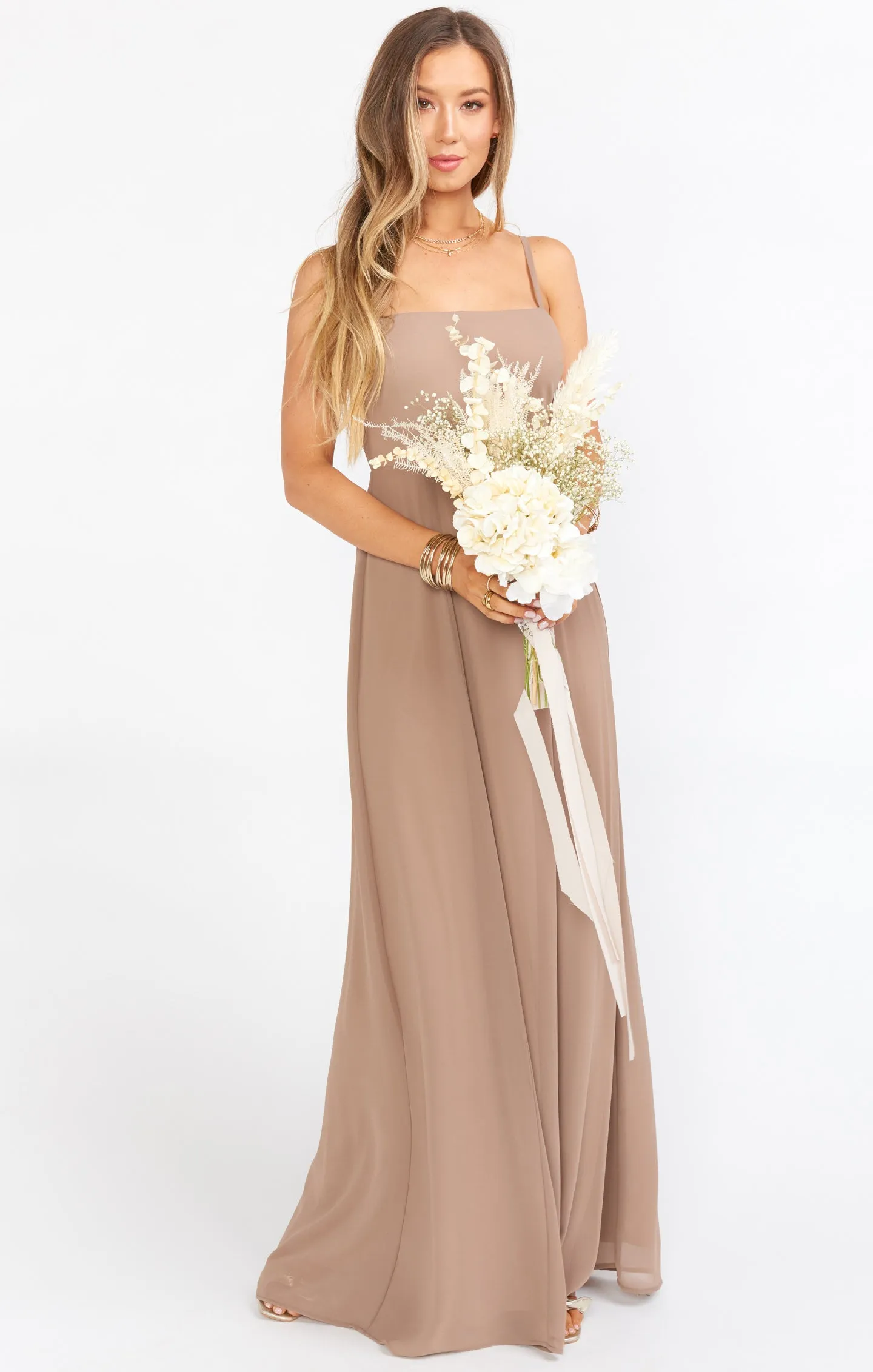 Lauren Tie Maxi Dress ~ Dune Chiffon