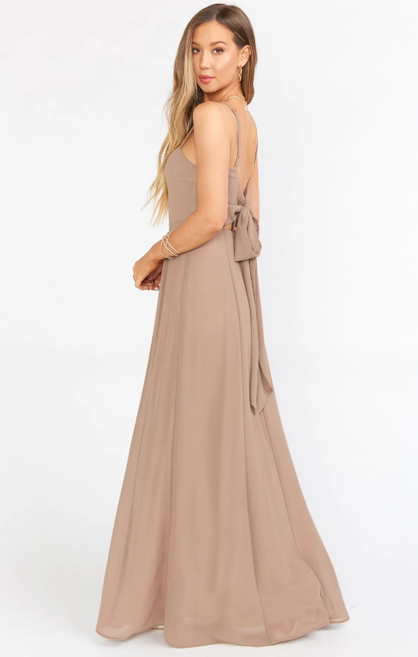 Lauren Tie Maxi Dress ~ Dune Chiffon