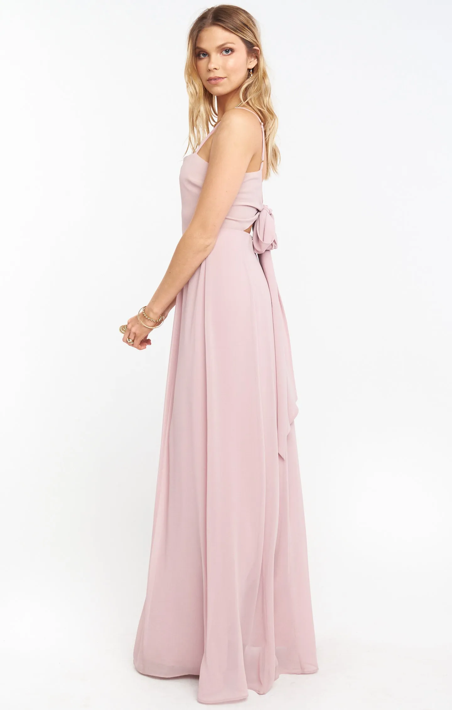 Lauren Tie Maxi Dress ~ Neutral Mauve Chiffon