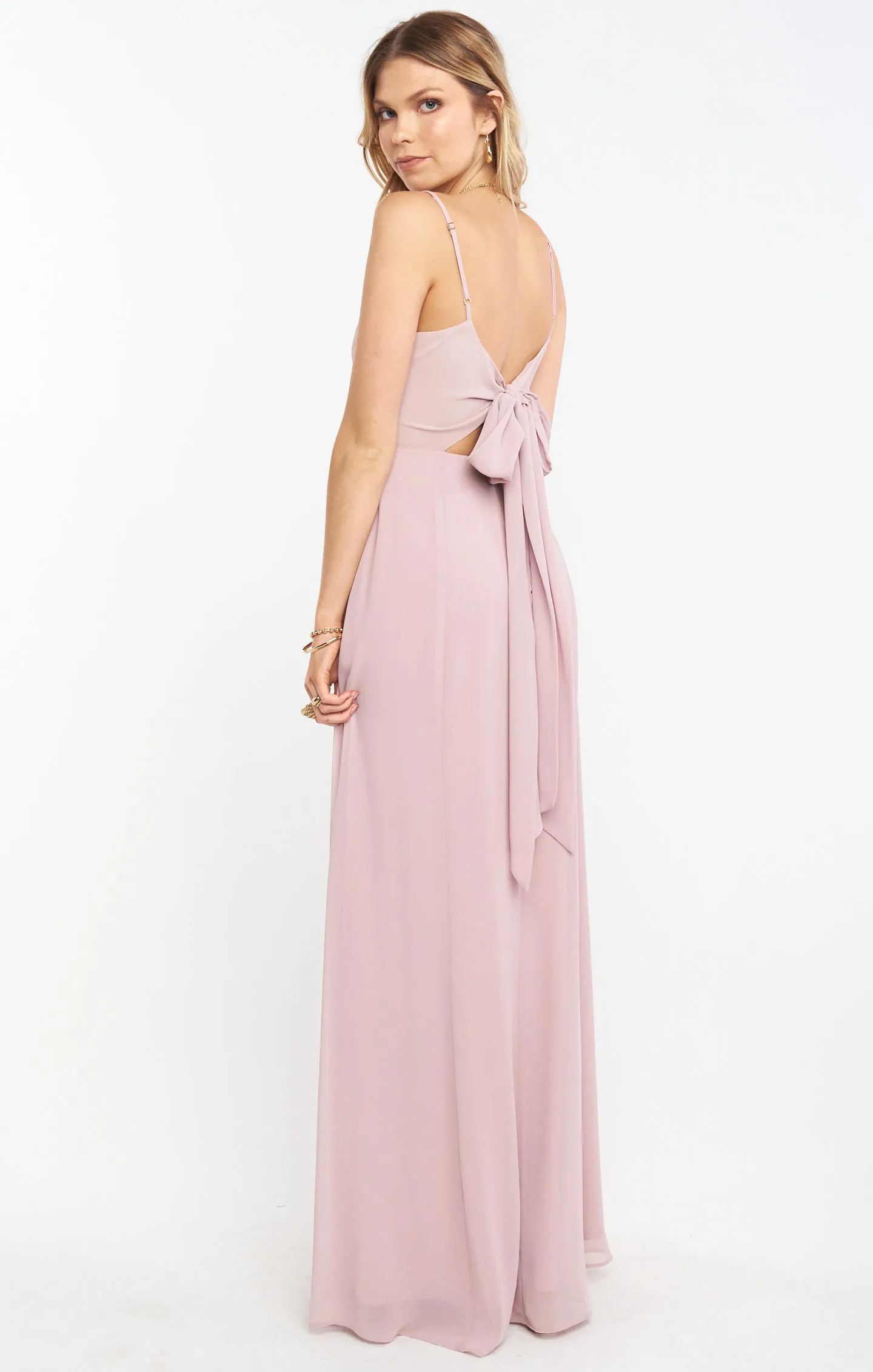 Lauren Tie Maxi Dress ~ Neutral Mauve Chiffon