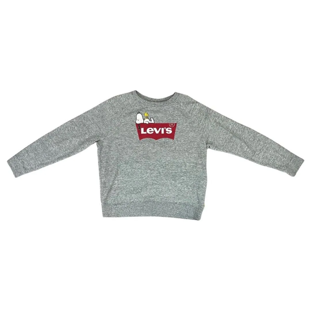 Levi’s X Snoopy Peanuts Grey Spellout Logo Crew Neck Jumper Sweatshirt M