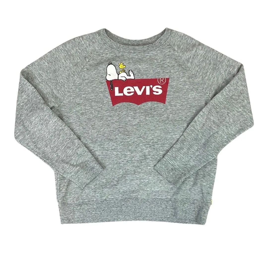 Levi’s X Snoopy Peanuts Grey Spellout Logo Crew Neck Jumper Sweatshirt M