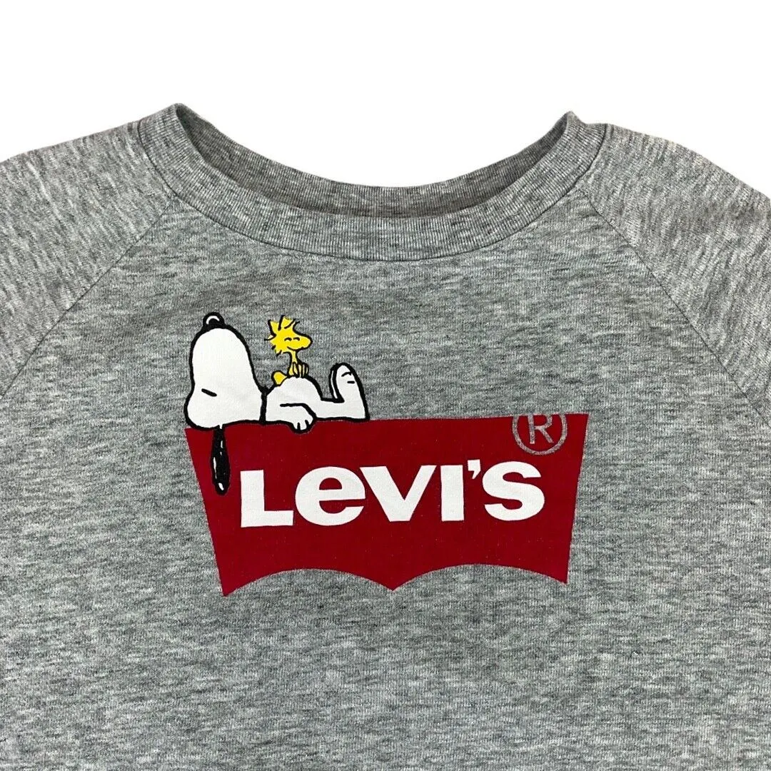 Levi’s X Snoopy Peanuts Grey Spellout Logo Crew Neck Jumper Sweatshirt M