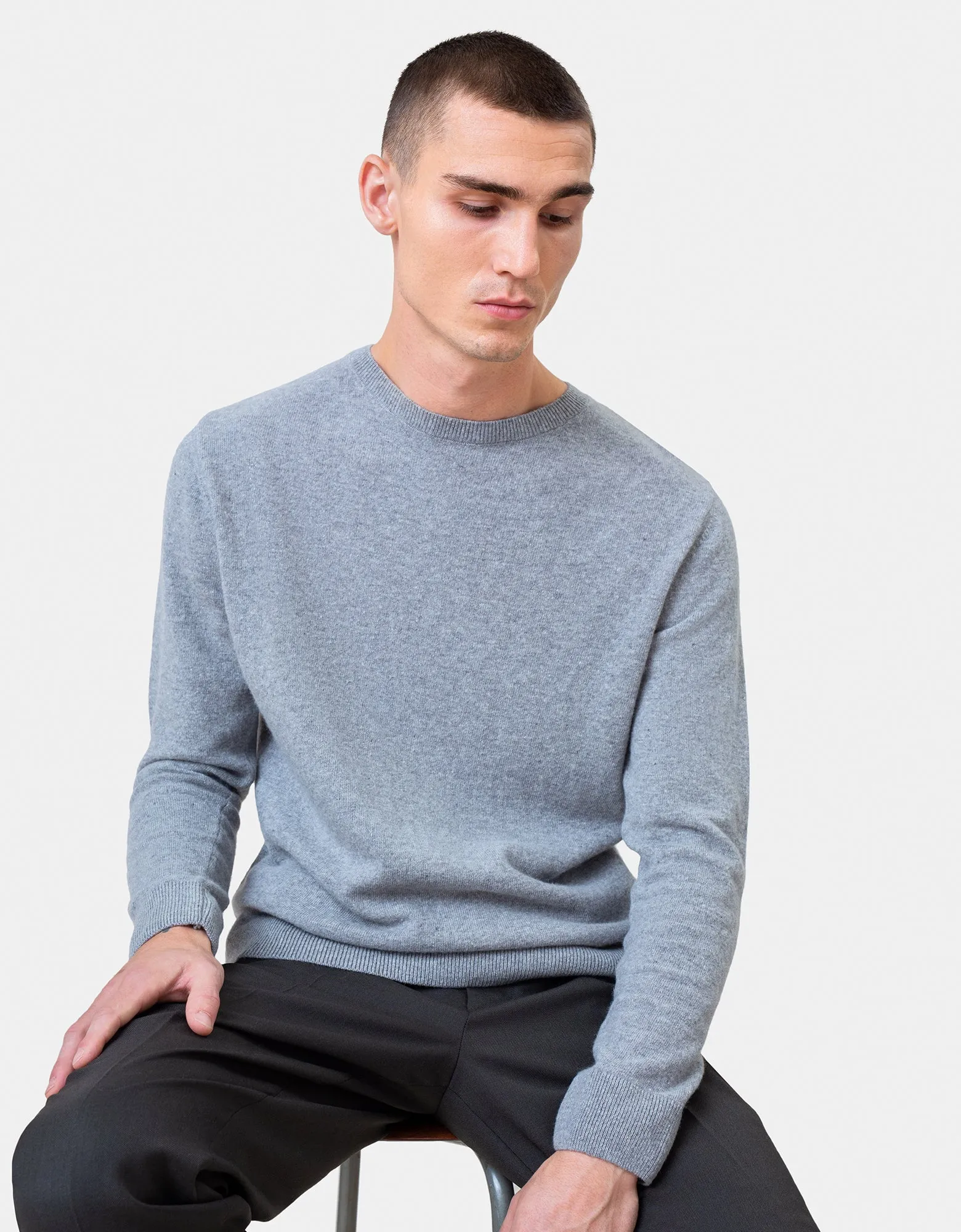 Light Merino Wool Crew - Navy Blue