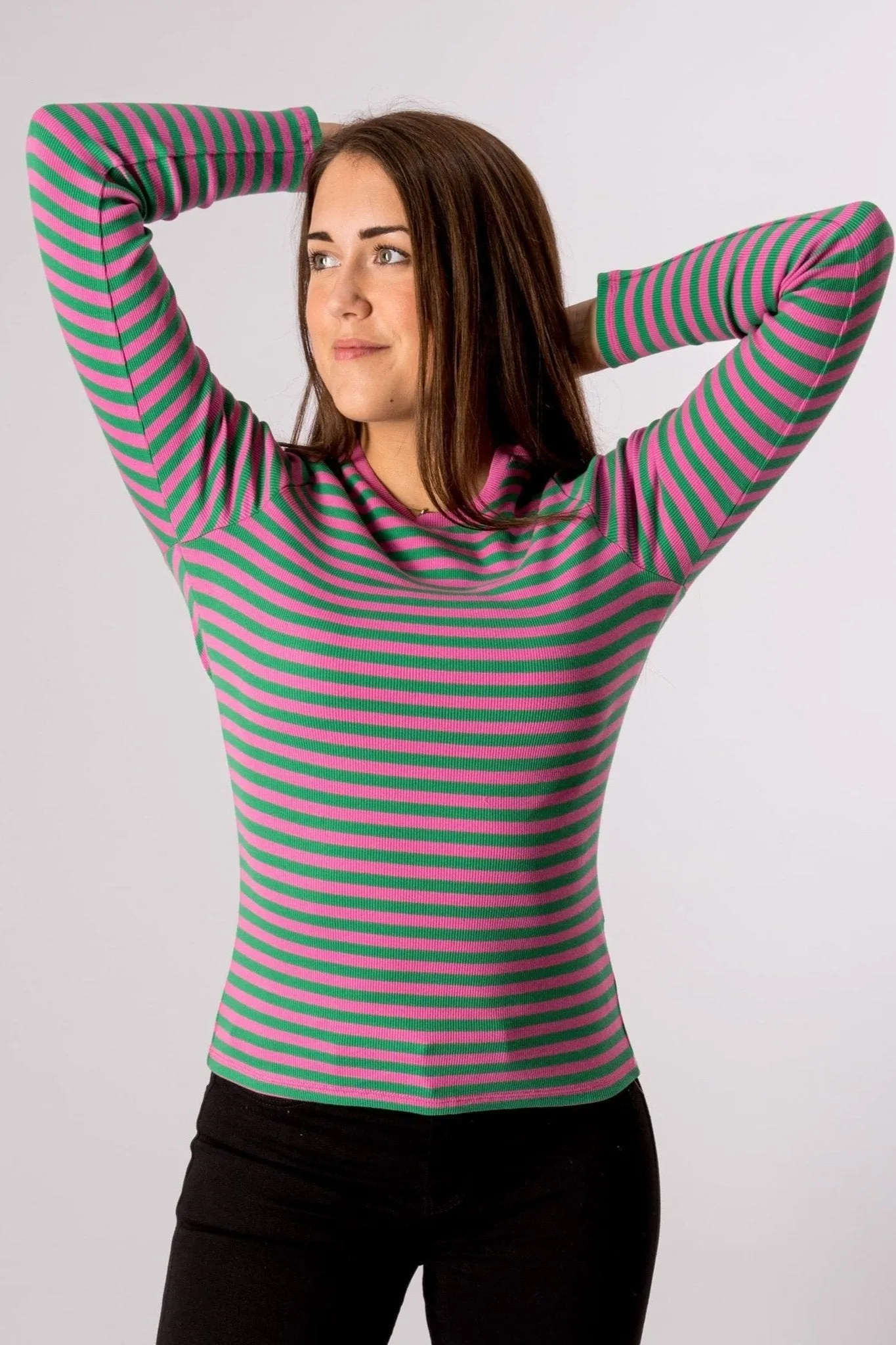 Line Long Sleeve Jumper - Super Pink/Jelly Bean