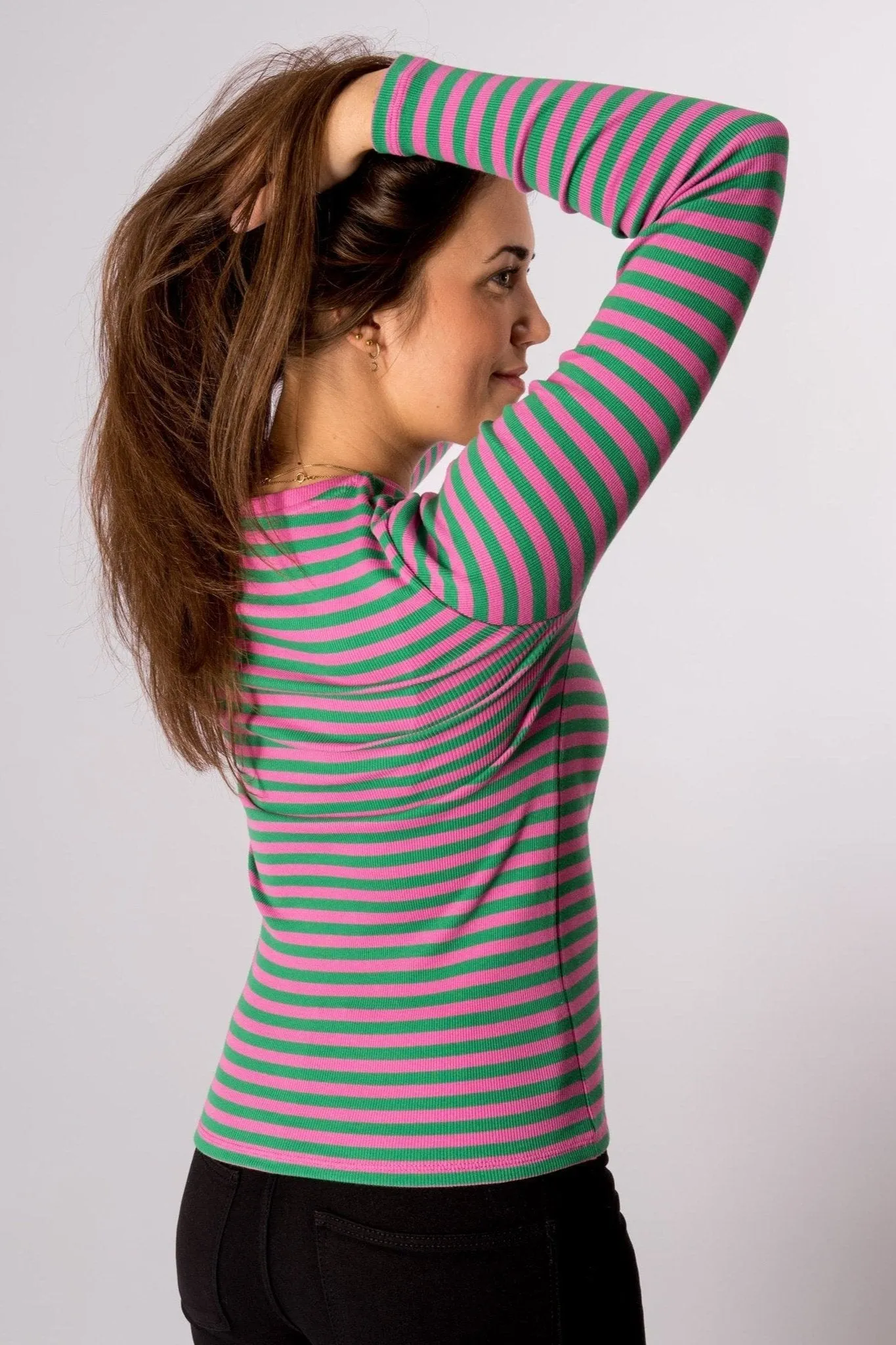 Line Long Sleeve Jumper - Super Pink/Jelly Bean