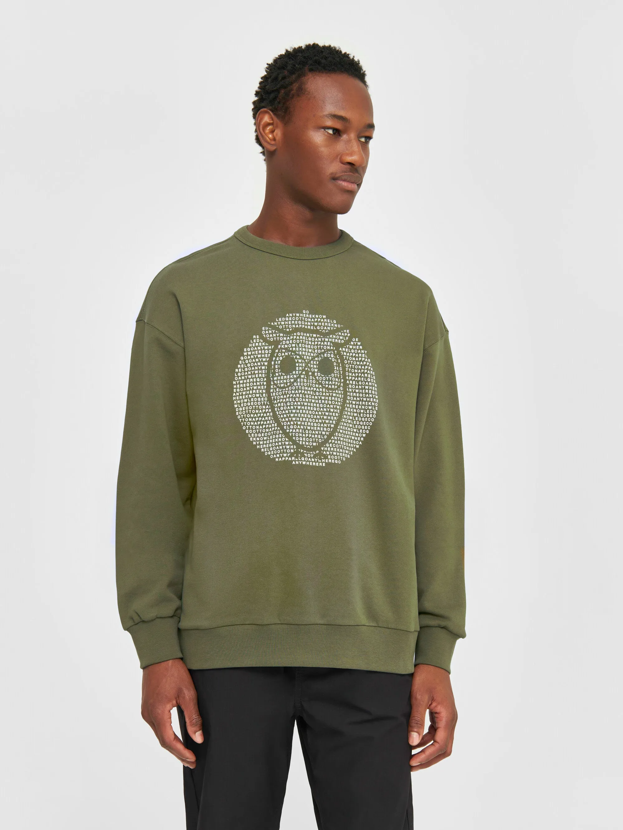 Loose fit sweat with owl print - Dark Olive