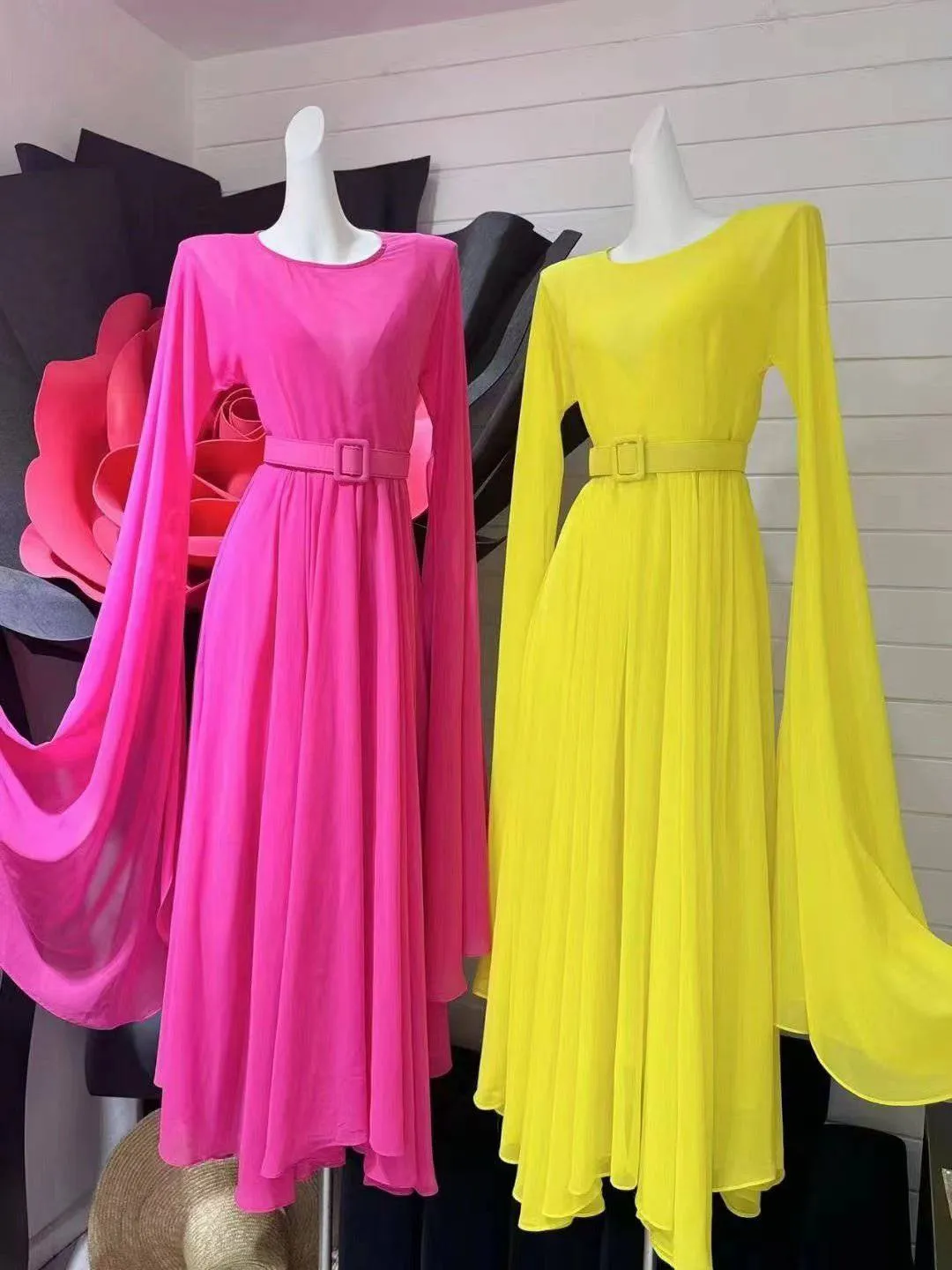 Lottie Long Sleeve Chiffon Ruffles Maxi Dress