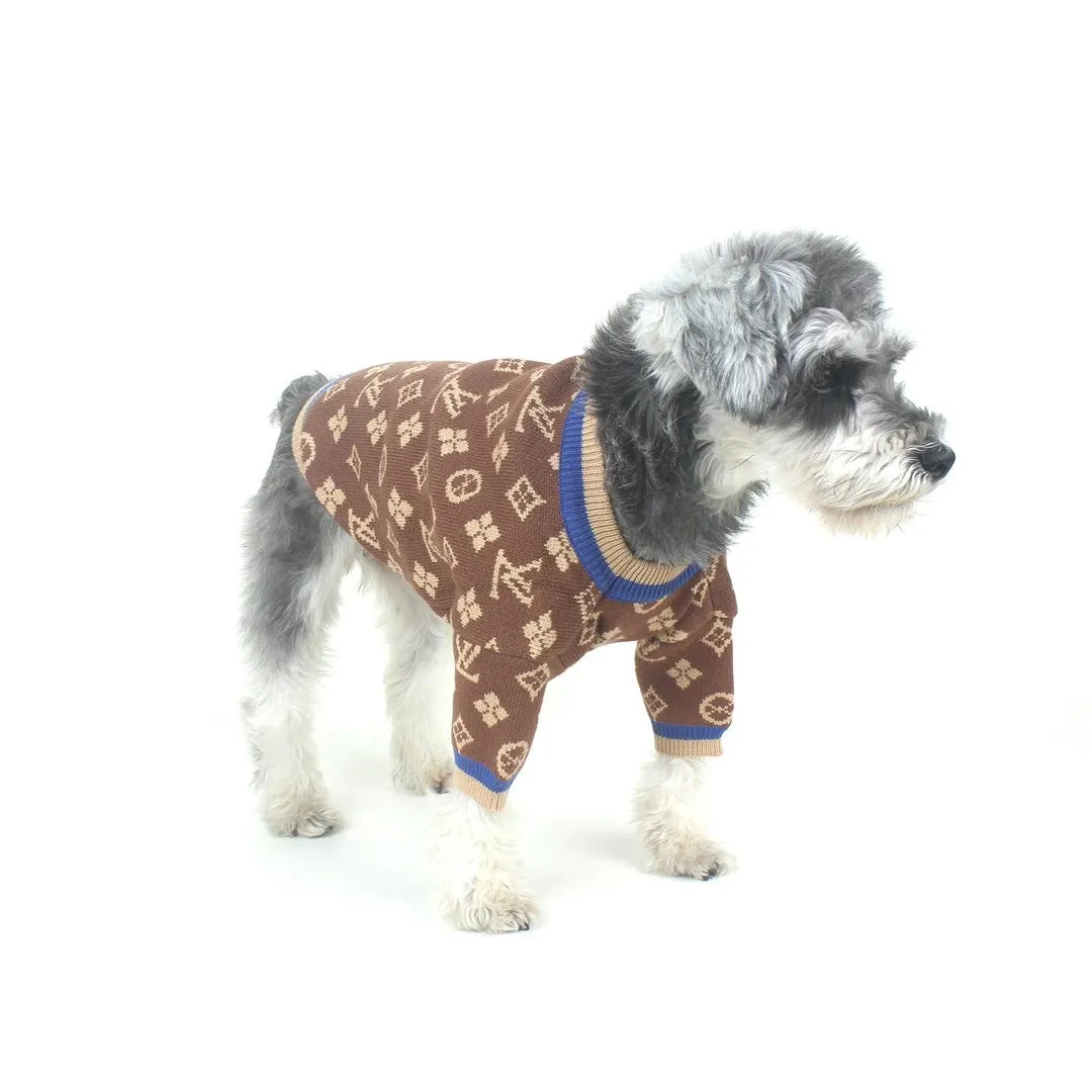 Luxury Monogram Dog Jumper in Brown & Blue - Now in Store