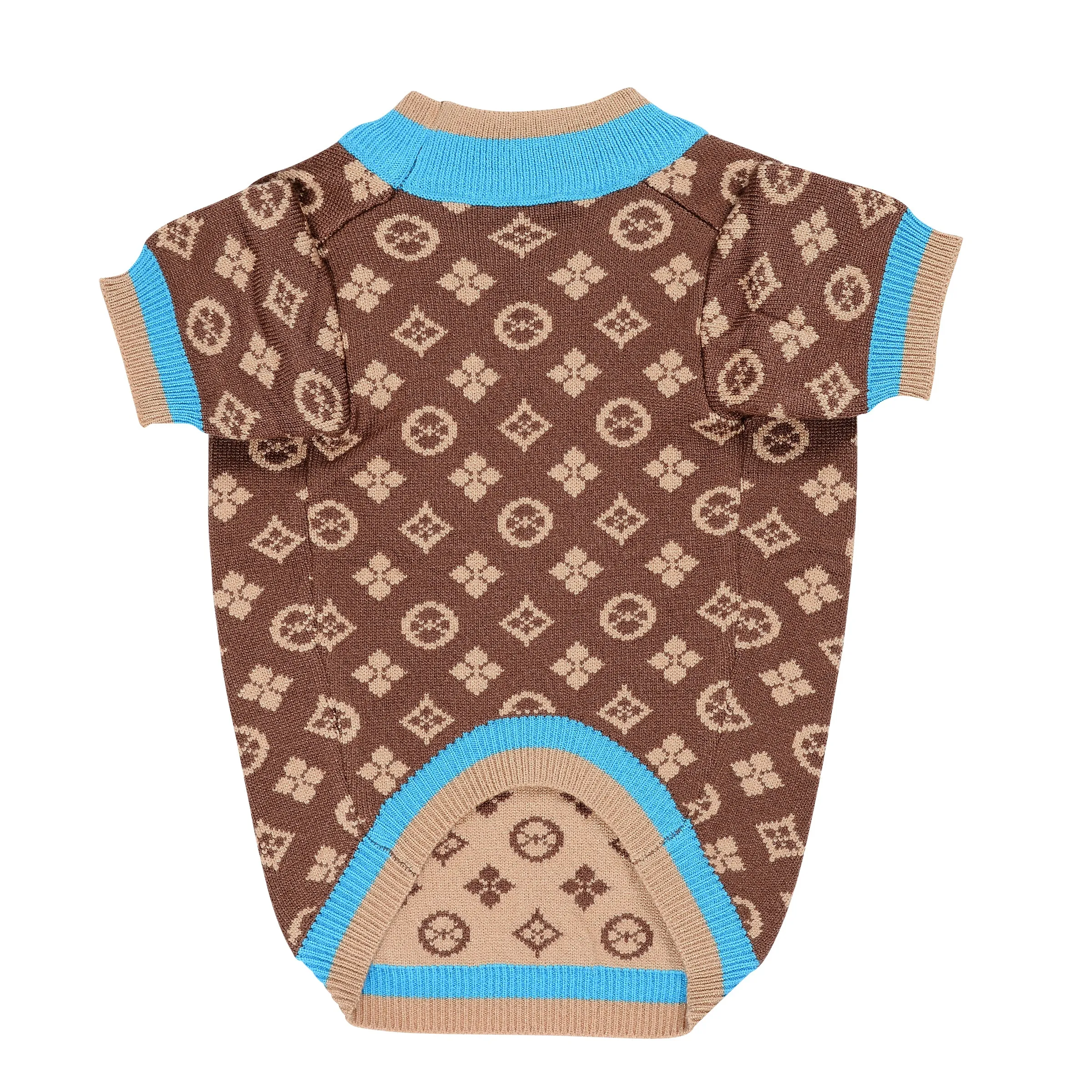 Luxury Monogram Dog Jumper in Brown & Blue - Now in Store