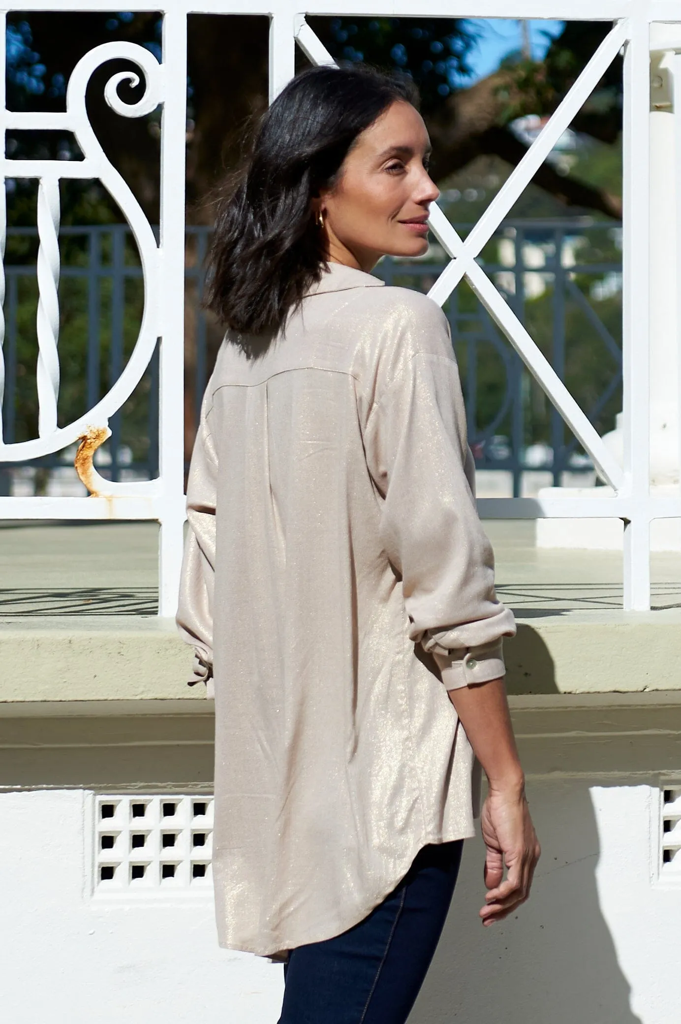 Lynette Collared Long Sleeve Shirt Light Gold