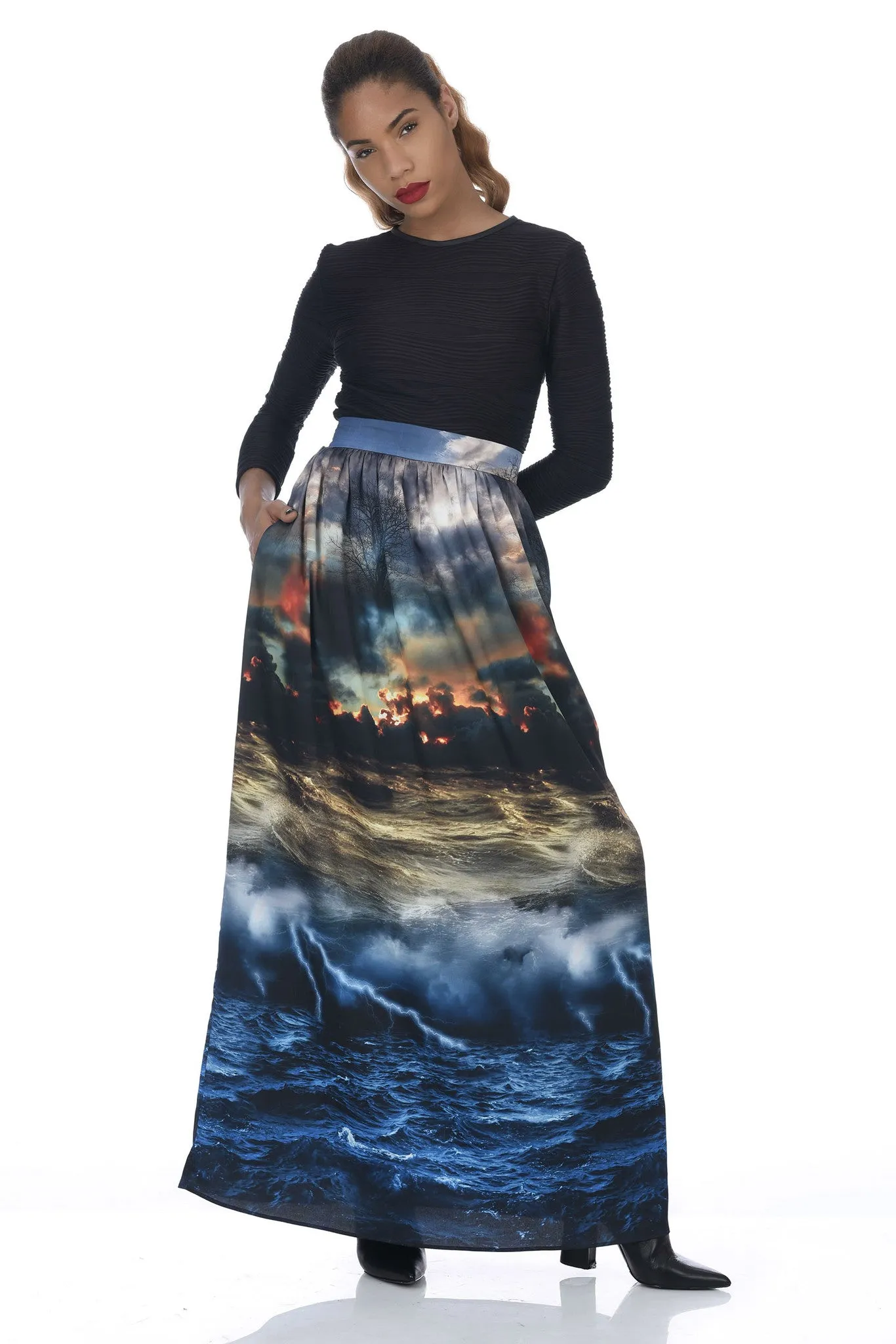 MADE TO ORDER: Chaos Print Maxi Full Length Skirt