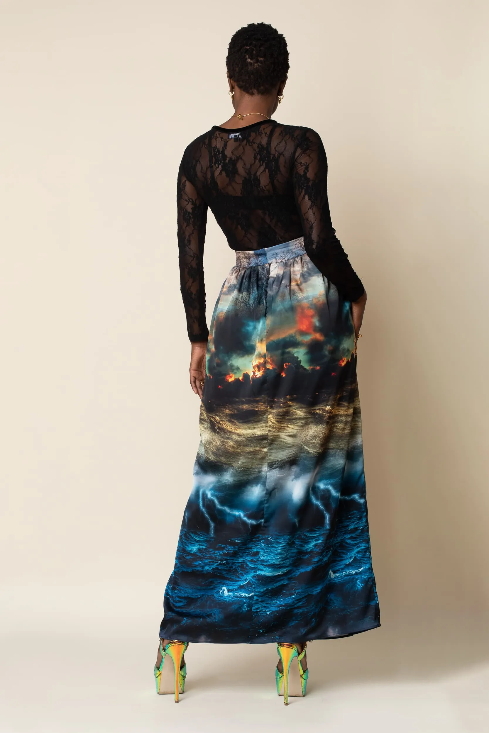 MADE TO ORDER: Chaos Print Maxi Full Length Skirt