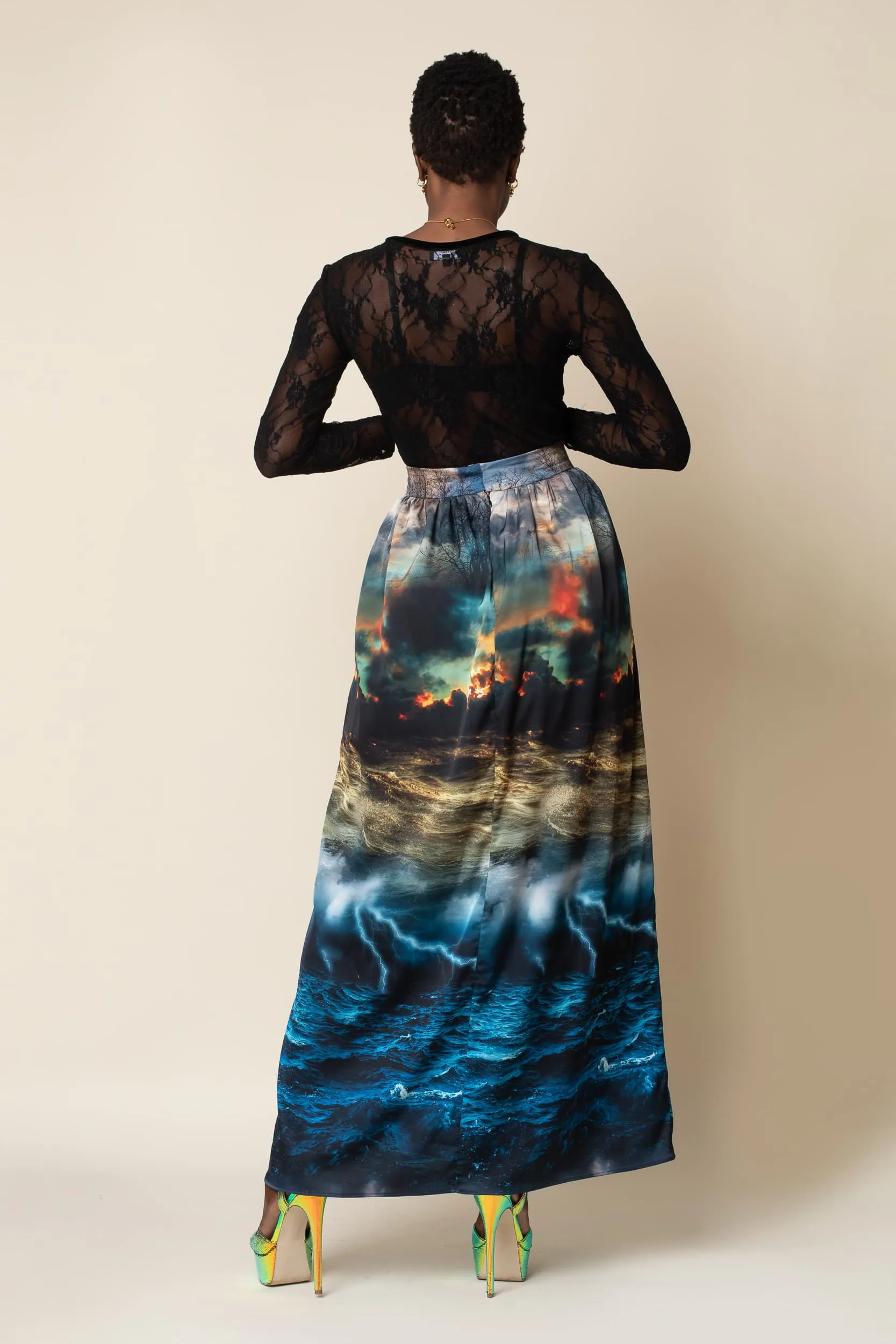 MADE TO ORDER: Chaos Print Maxi Full Length Skirt