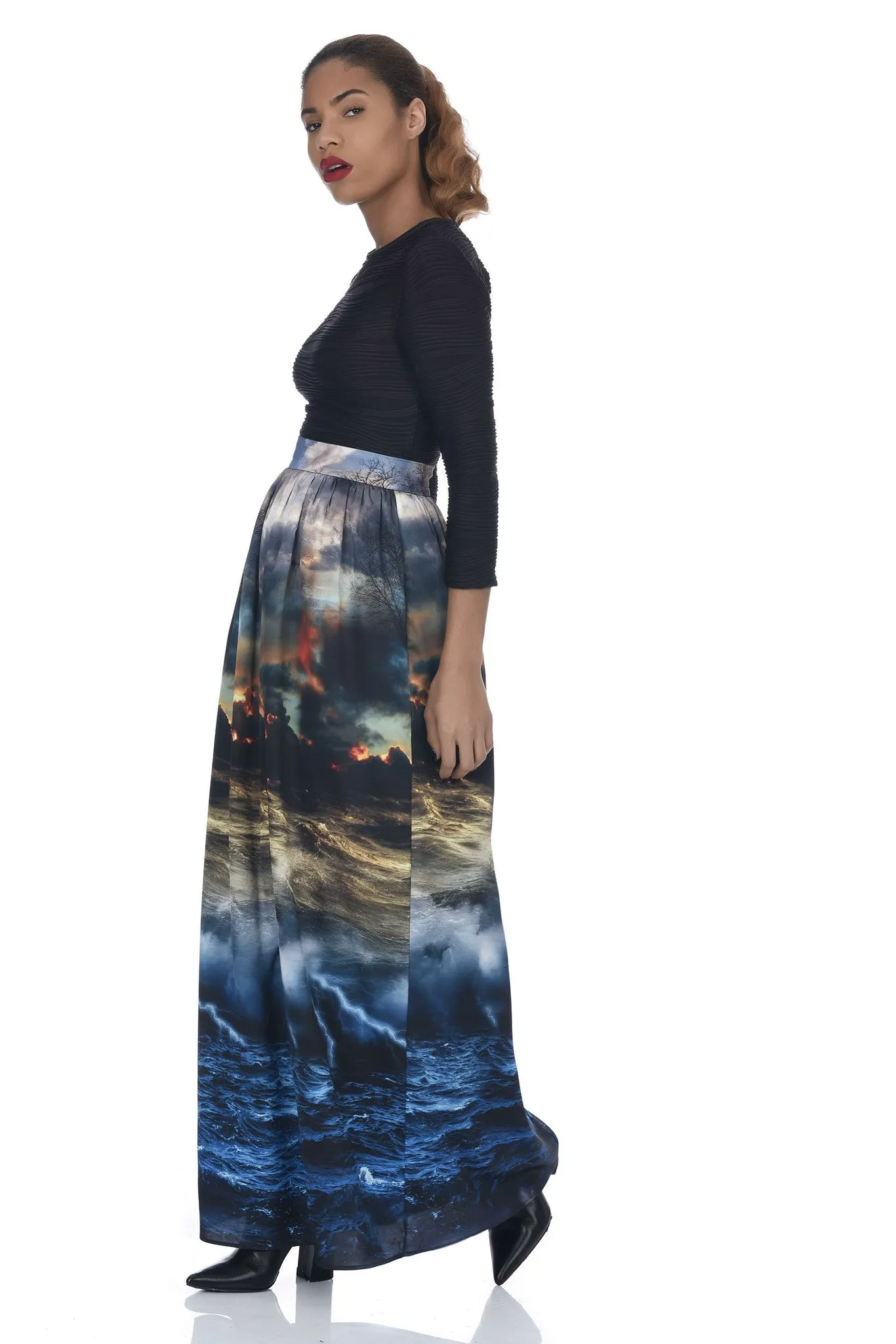 MADE TO ORDER: Chaos Print Maxi Full Length Skirt