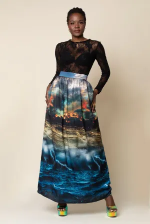 MADE TO ORDER: Chaos Print Maxi Full Length Skirt