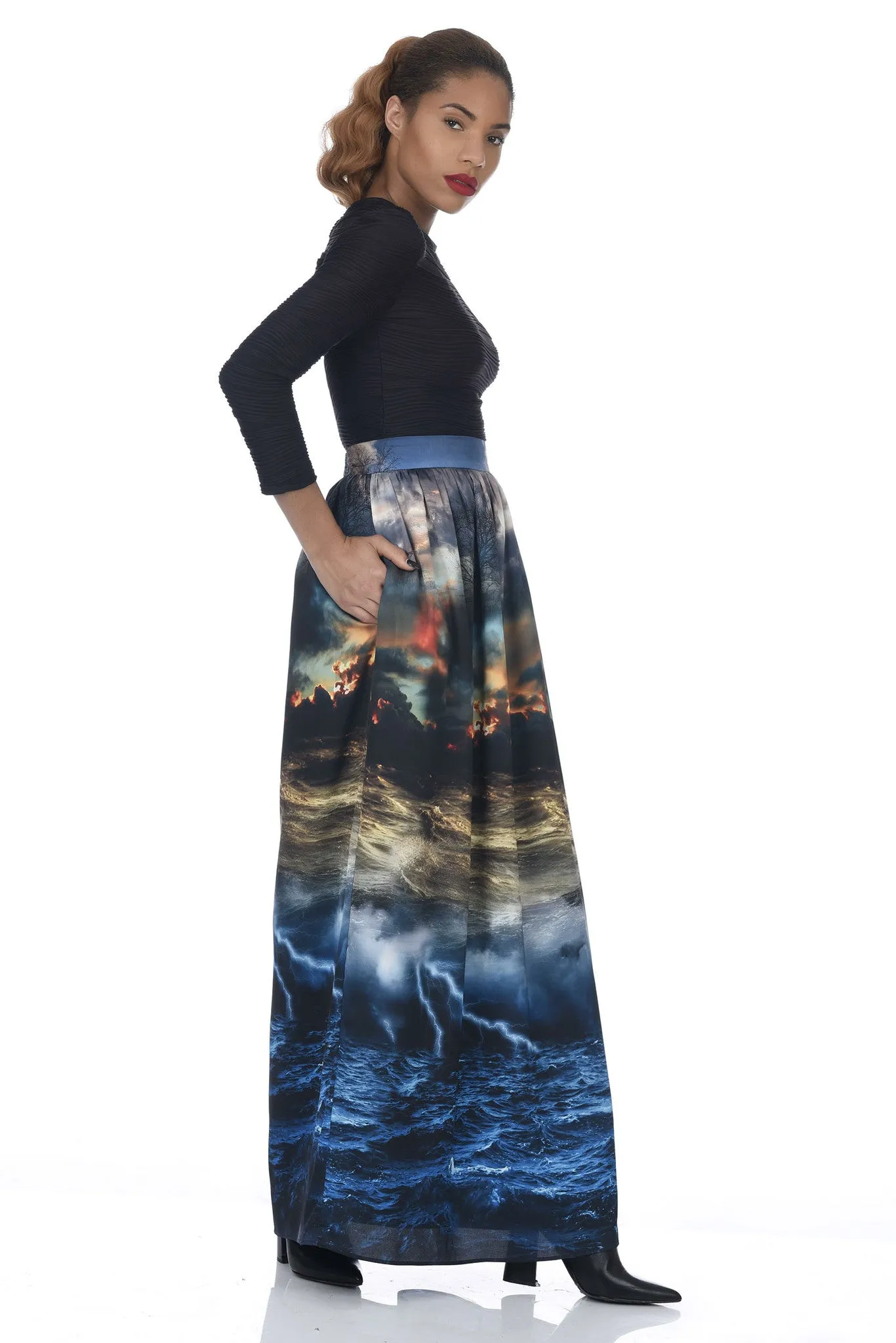 MADE TO ORDER: Chaos Print Maxi Full Length Skirt