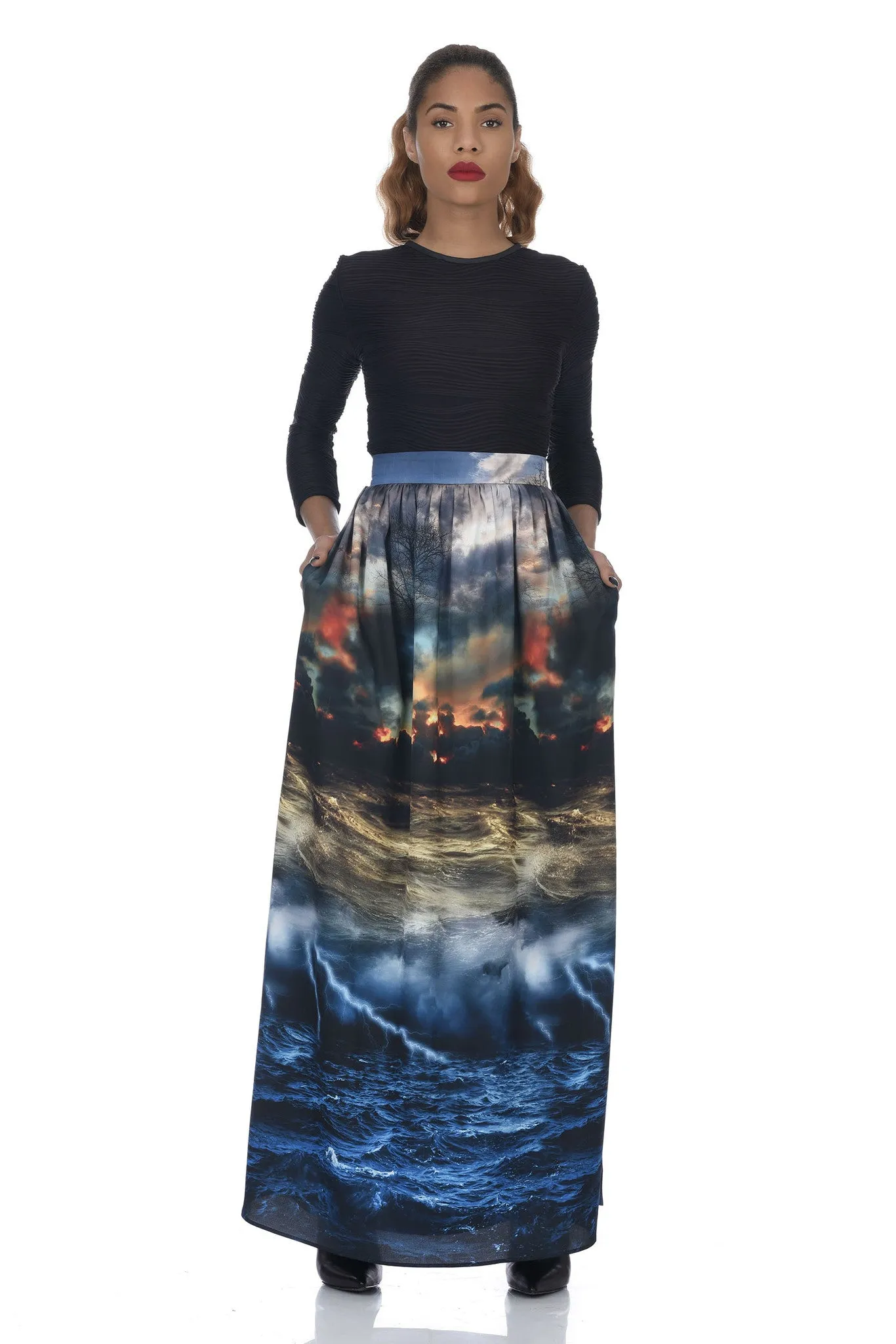 MADE TO ORDER: Chaos Print Maxi Full Length Skirt