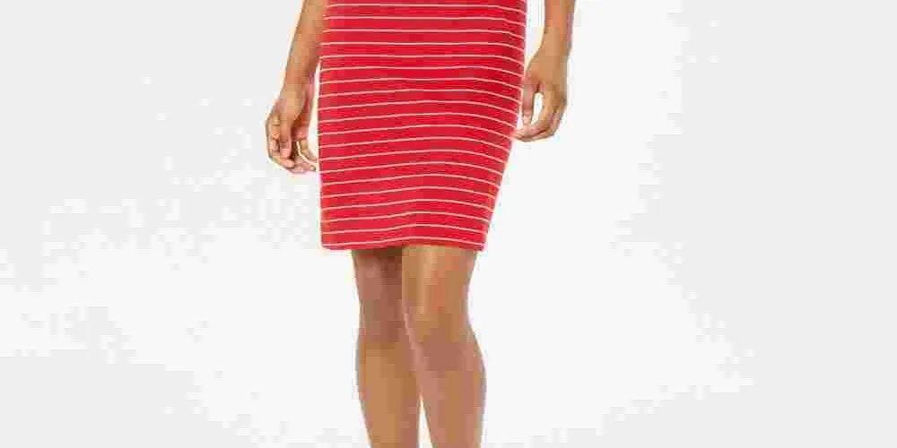 Maison Jules Women's Striped Ruffle-Sleeve Dress Red Size Large