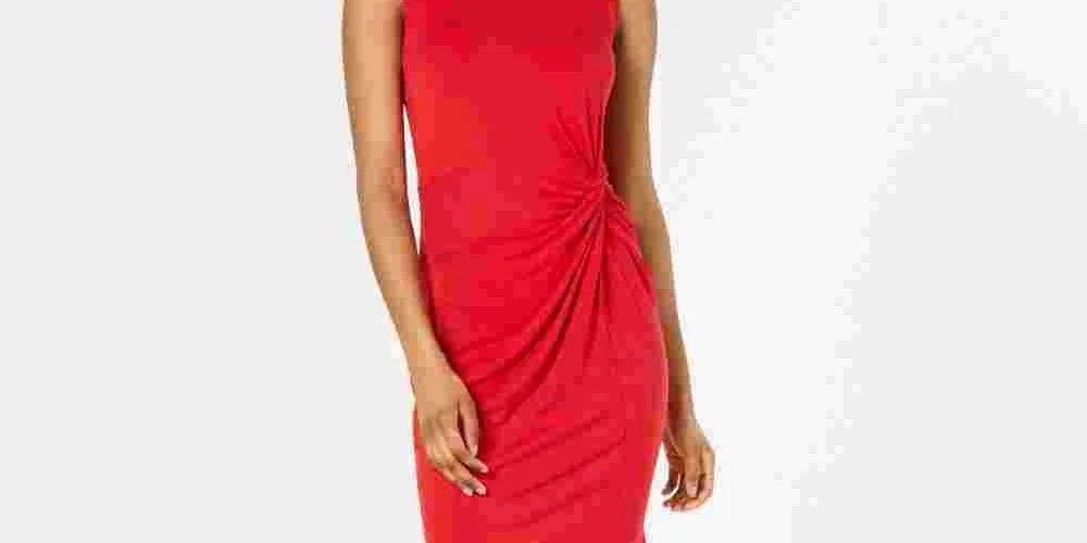 Maison Jules Women's Twist-Front Draped Dress Red Size Small