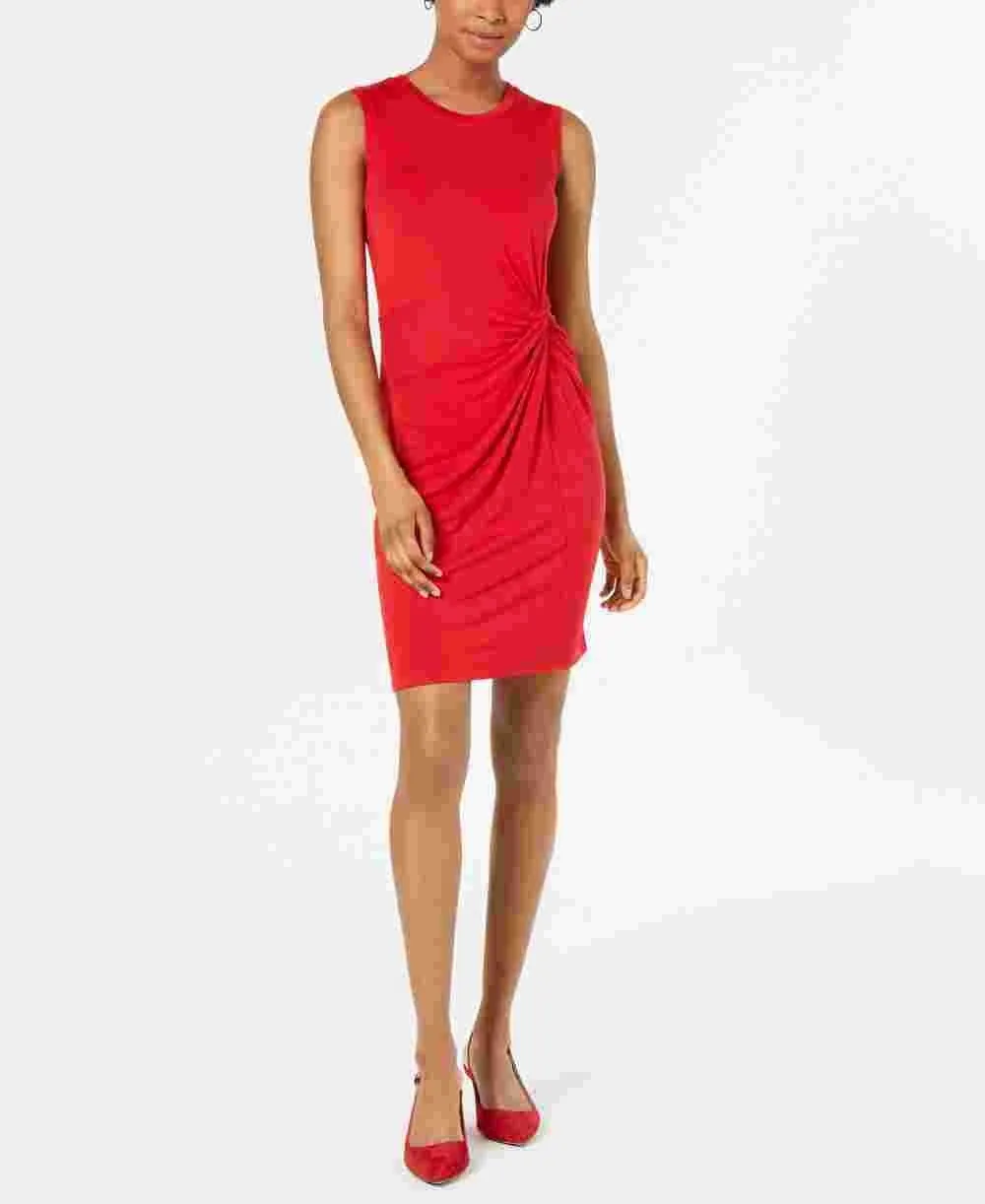 Maison Jules Women's Twist-Front Draped Dress Red Size Small