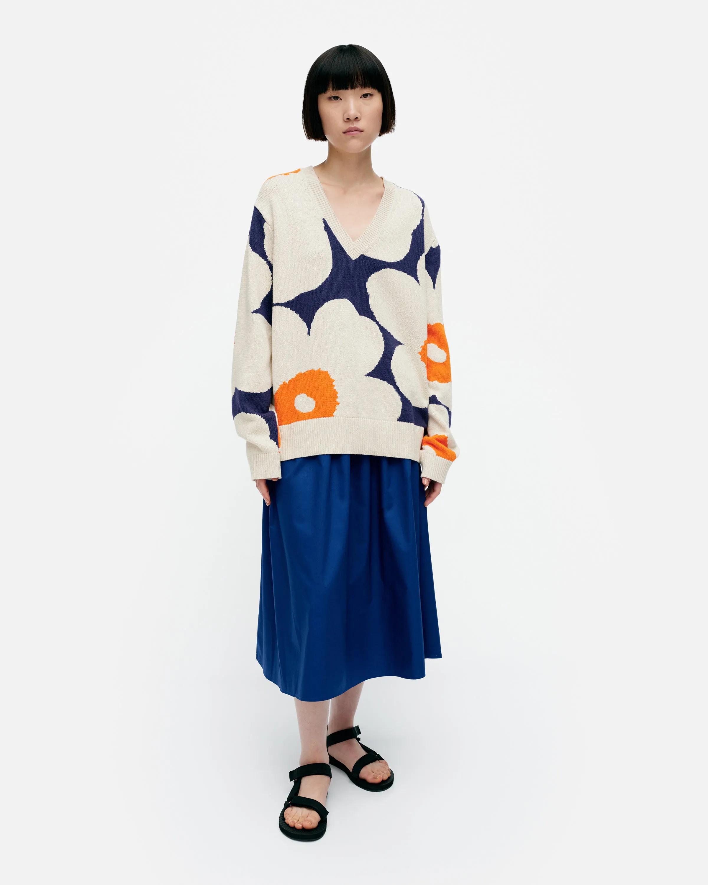 Marimekko Päivä Unikko Knitted Cotton Pullover