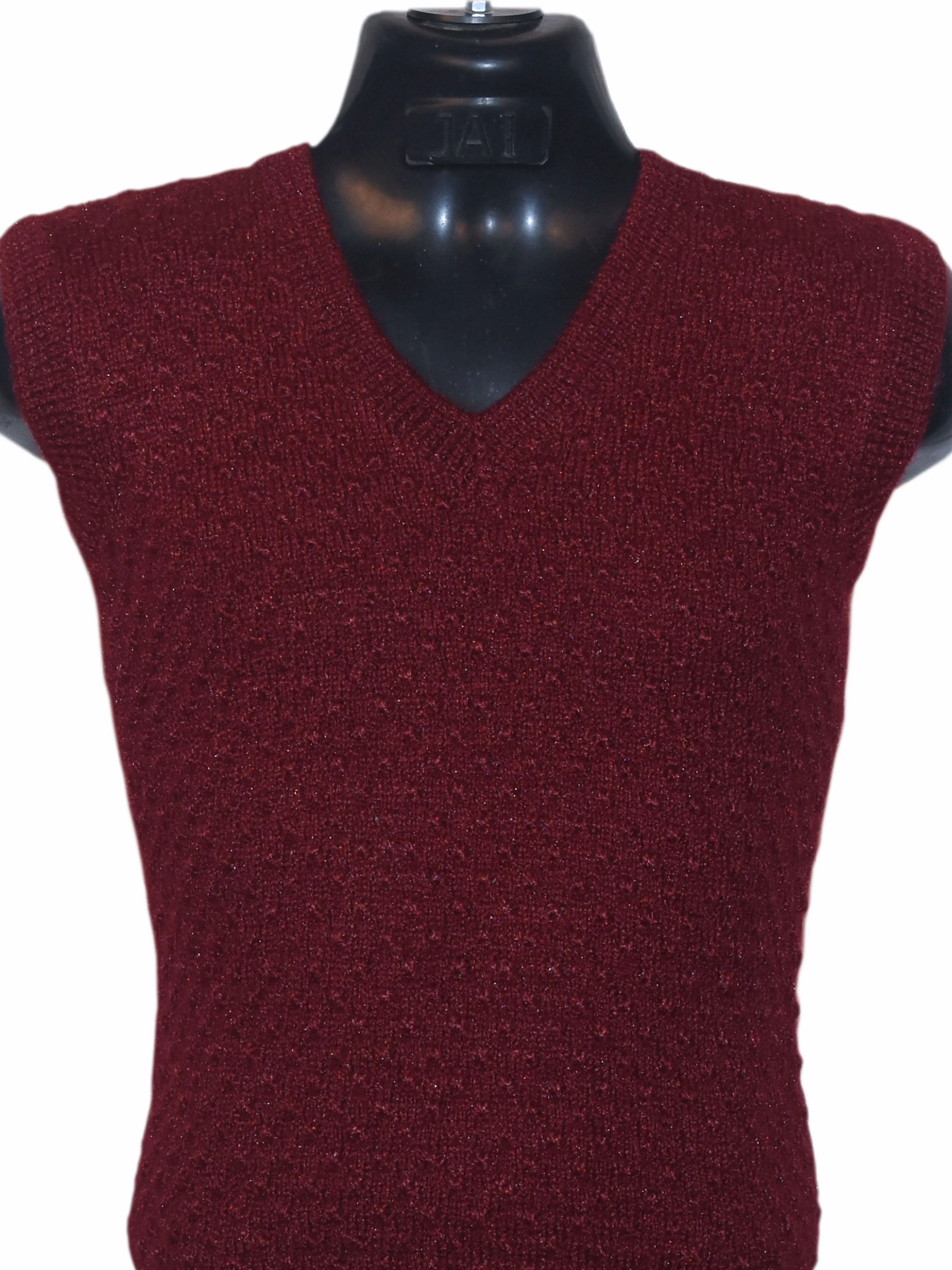 Maroon color  Hand knitted Half sweater for Men with free size