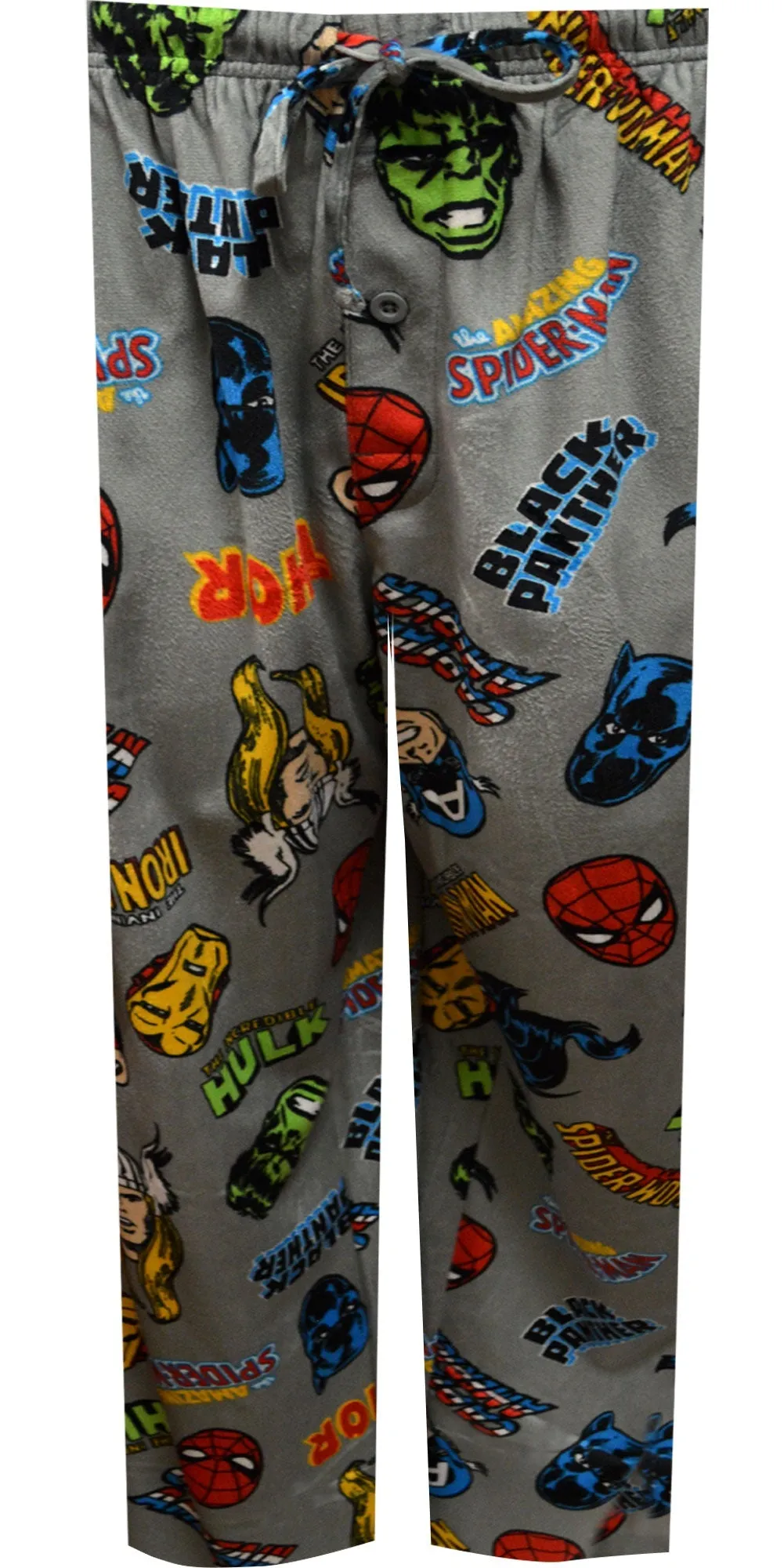 Marvel Comics Avengers Cast Gray Silky Fleece Lounge Pants