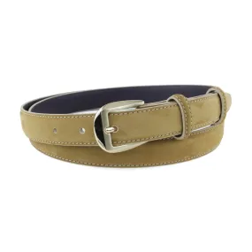 Mid Tan Nubuck Skinny Belt