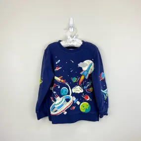 Mini Boden Glowing Space Sweatshirt School Navy Space Print 5-6