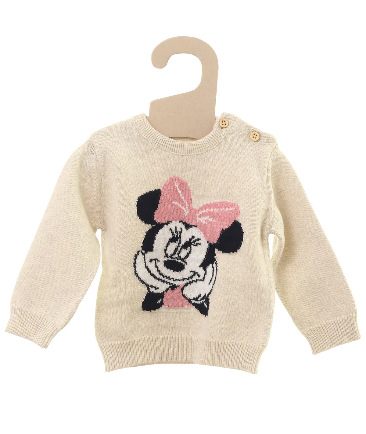 Minnie Mouse Jumper for Newborn Babies in Natural Melange & Blossom Color