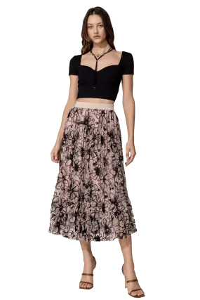 Miss Me Women's Mesh Pleated Floral Skirt