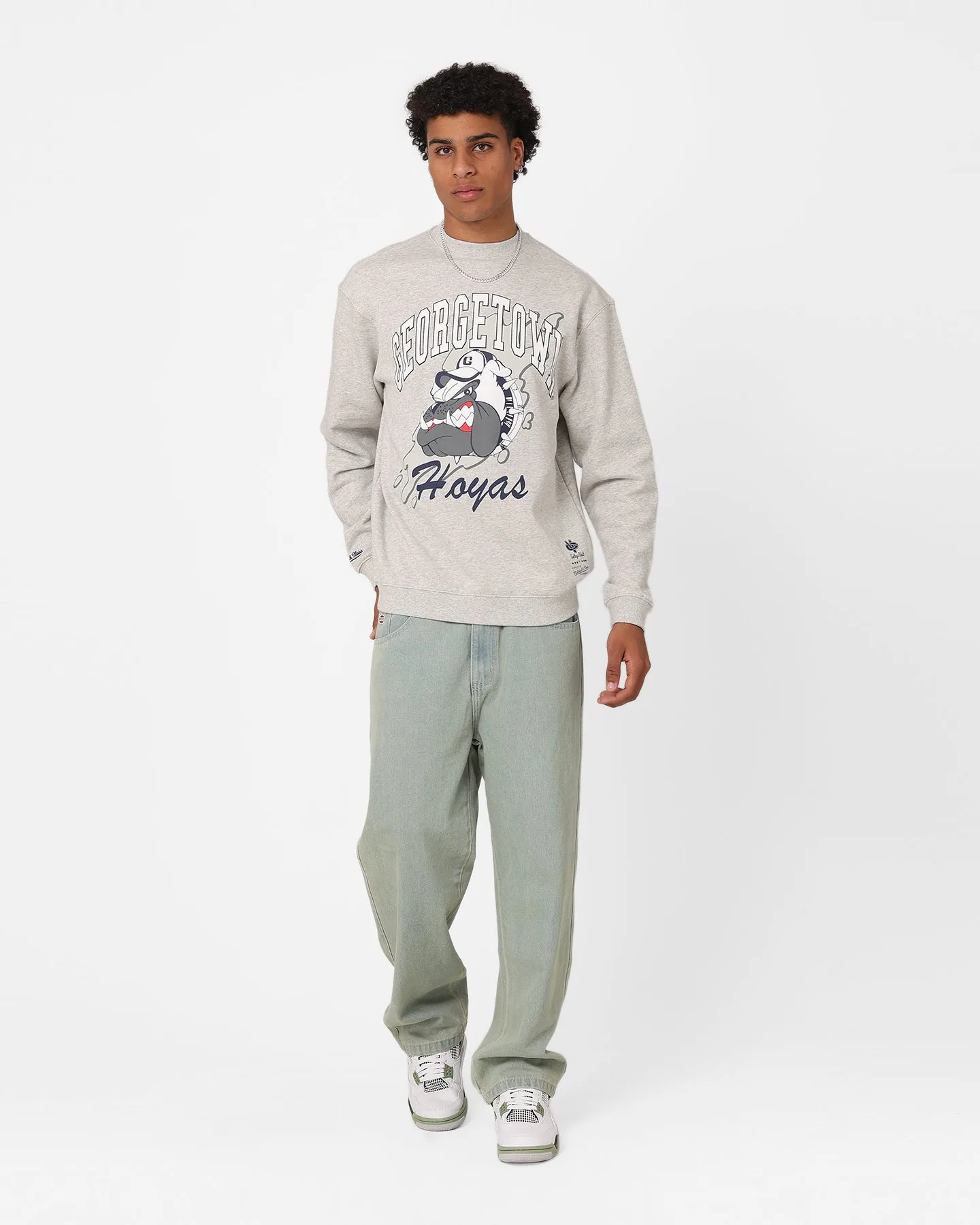 Mitchell & Ness Georgetown Hoyas Drool Crewneck Vintage Grey Marle