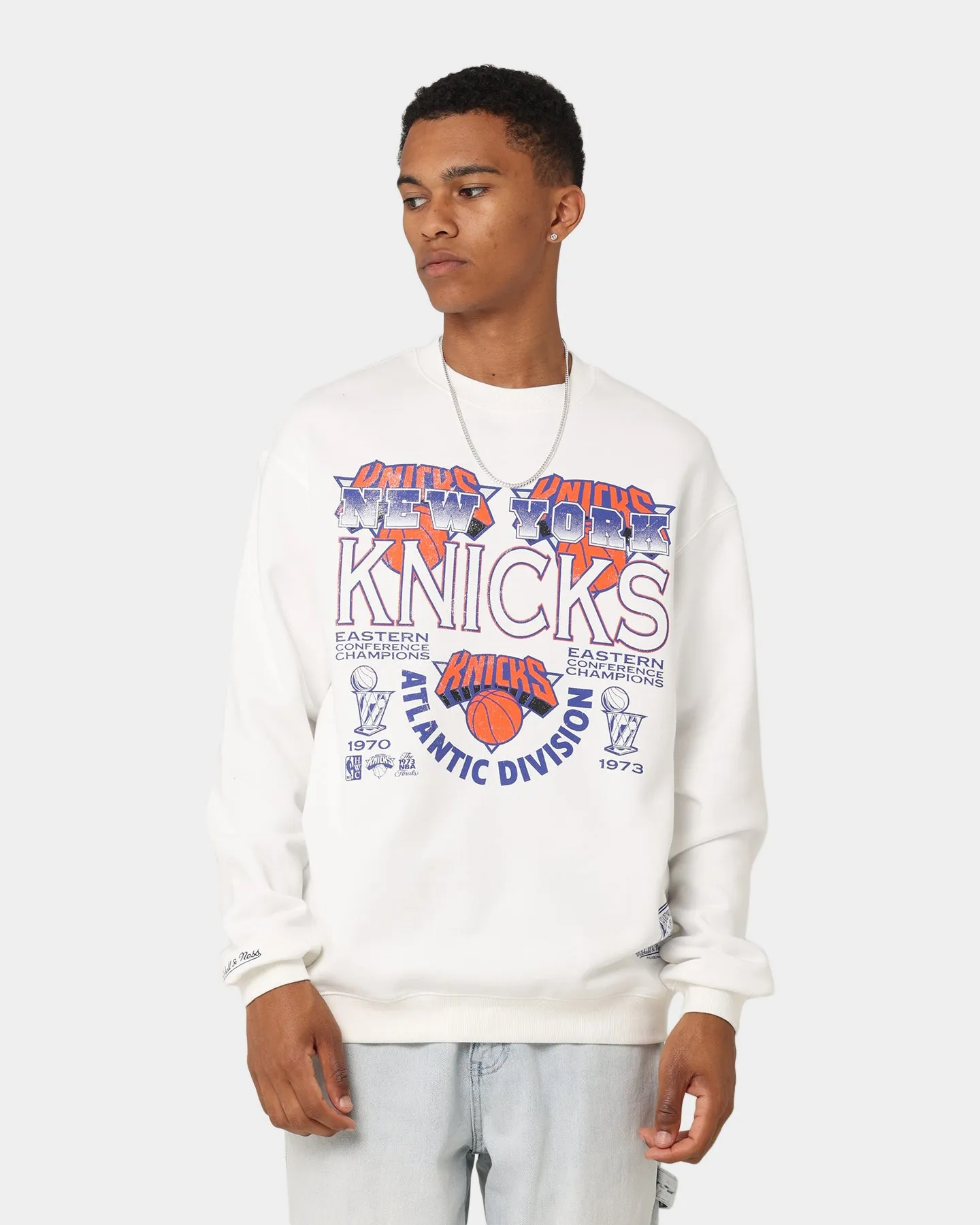 Mitchell & Ness New York Knicks Division Champions Crewneck Vintage White