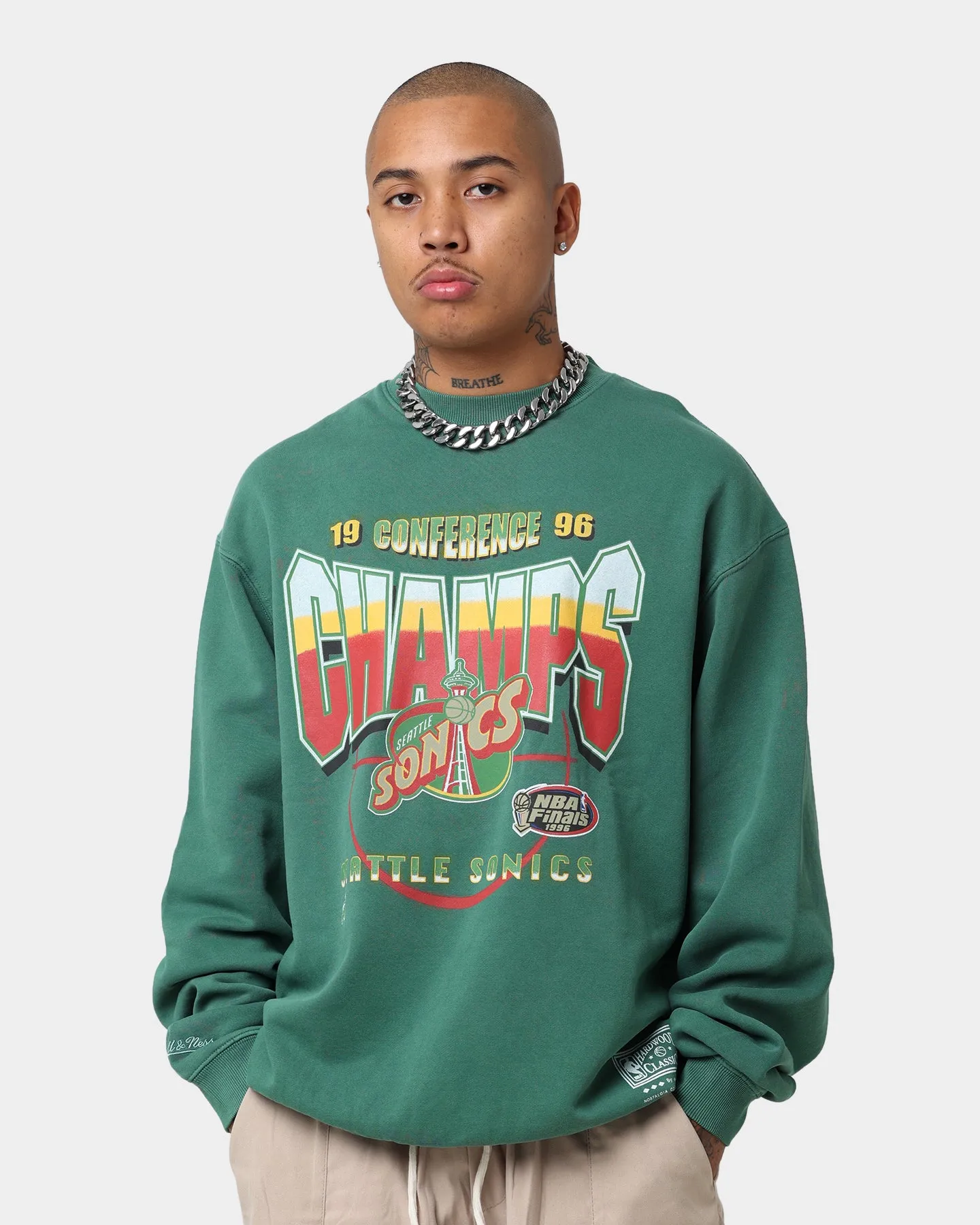 Mitchell & Ness Seattle Sonics Road to Victory Crewneck Faded Green